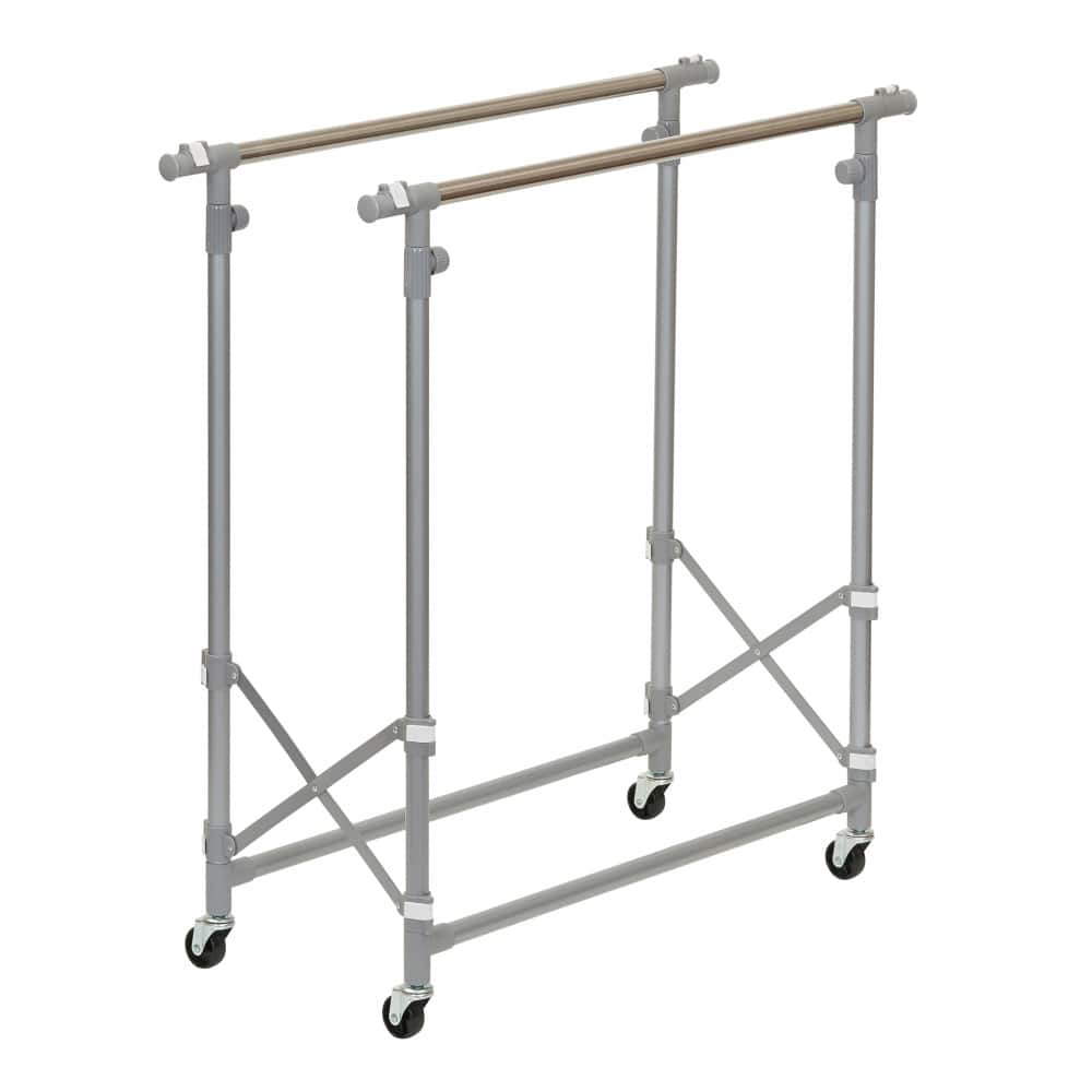 Household Essentials 62&#x22; Folding Double Garment Rack with Wheels