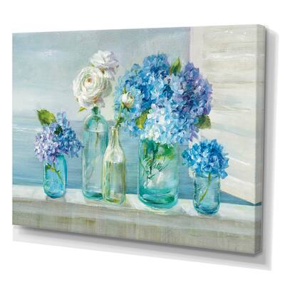Designart - Coastl Flowers Bouquets - Nautical & Coastal Canvas Art in Blue | 32" x 24" | Michaels&reg;