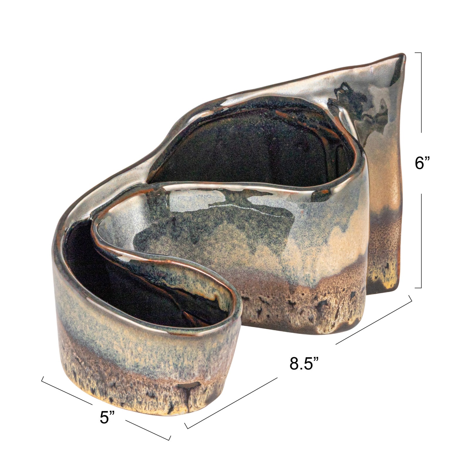 Hello Honey&#xAE; 8.5&#x22; Multicolor Artisanal Dual-Section Stoneware Planter
