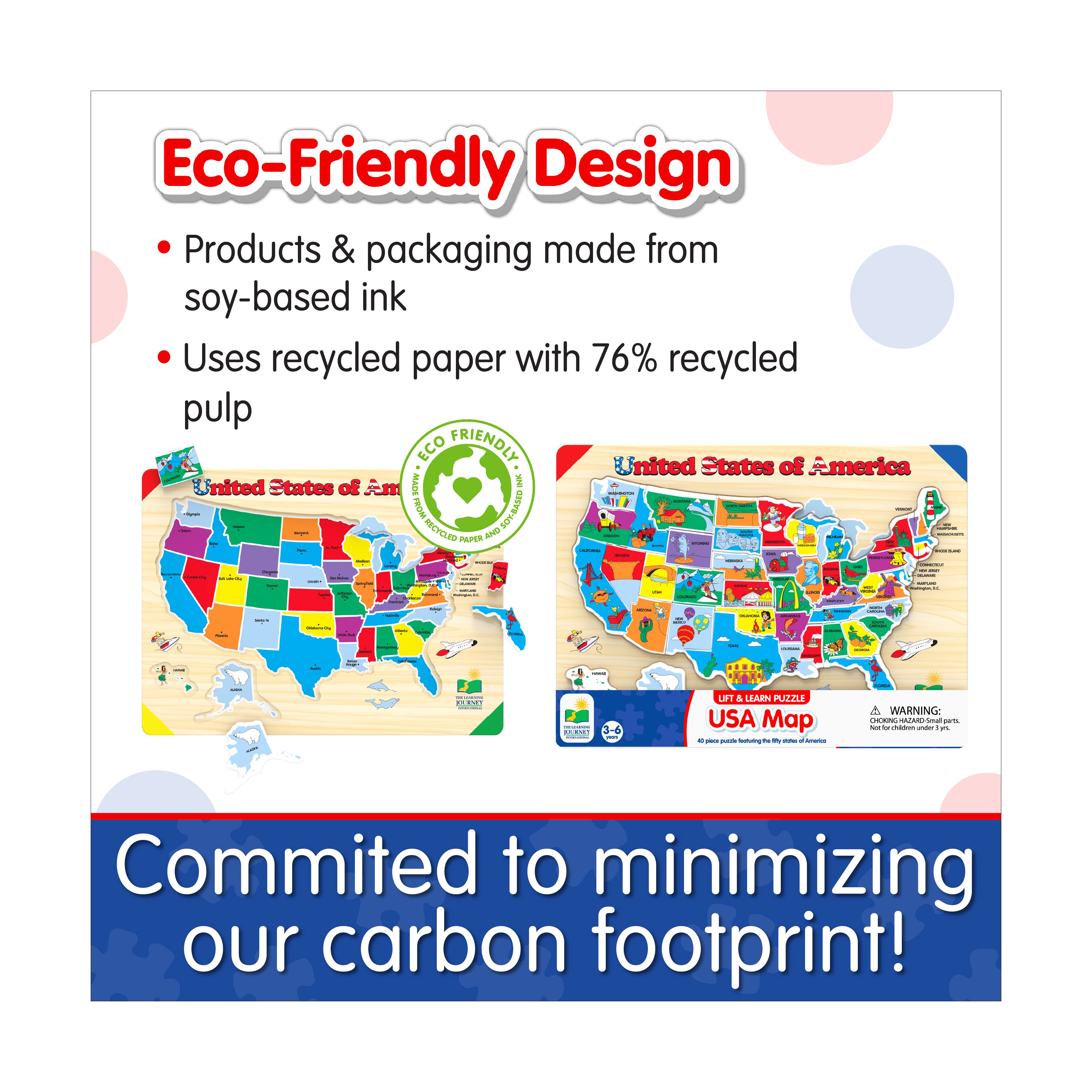 Lift & Learn Puzzle - USA Map: 40 Pcs