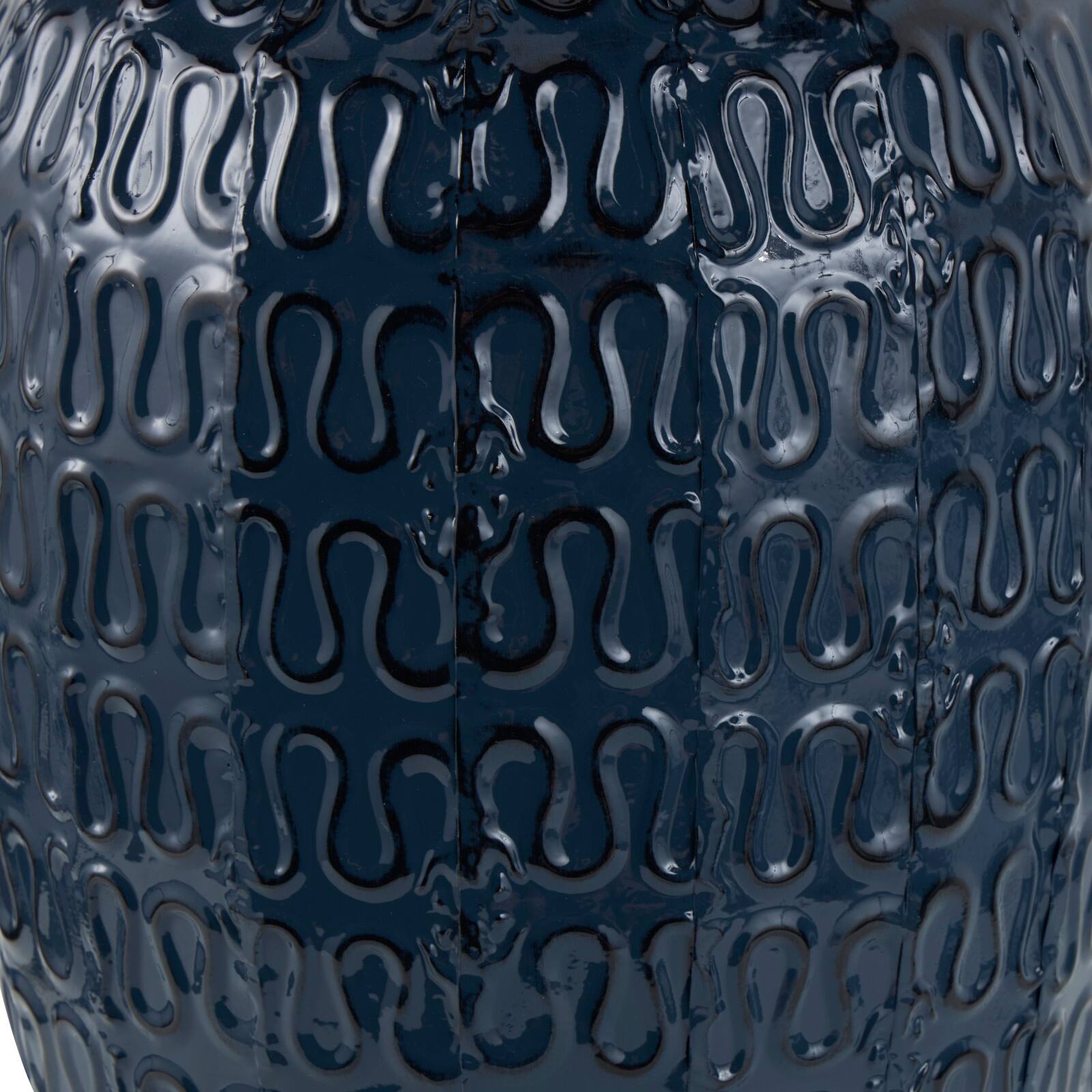 24" Dark Blue Metal Dimensional Textured Vase