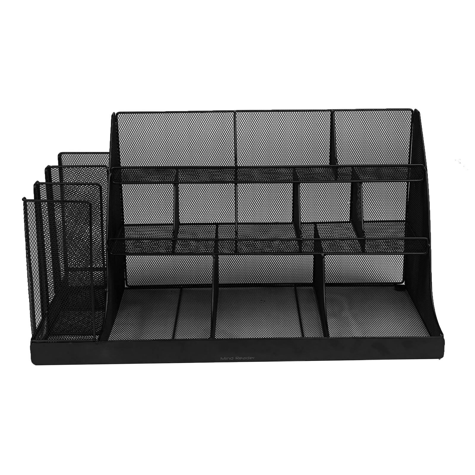 Mind Reader Black 14-Compartment 3-Tier Metal Mesh Large Breakroom Condiment Organizer