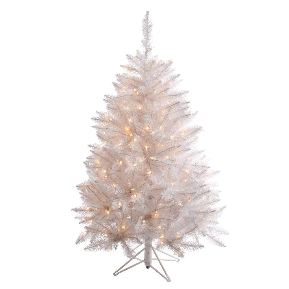 4.5ft. Pre-Lit Sparkle White Spruce Artificial Christmas Tree, Pure White LED Lights