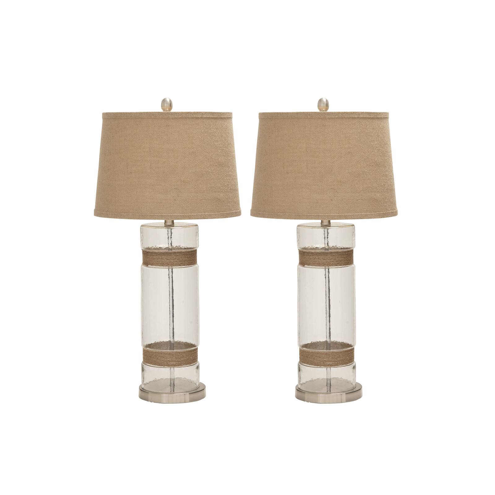 Set of 2 Silver Glass Rustic Table Lamp, 31&#x22;