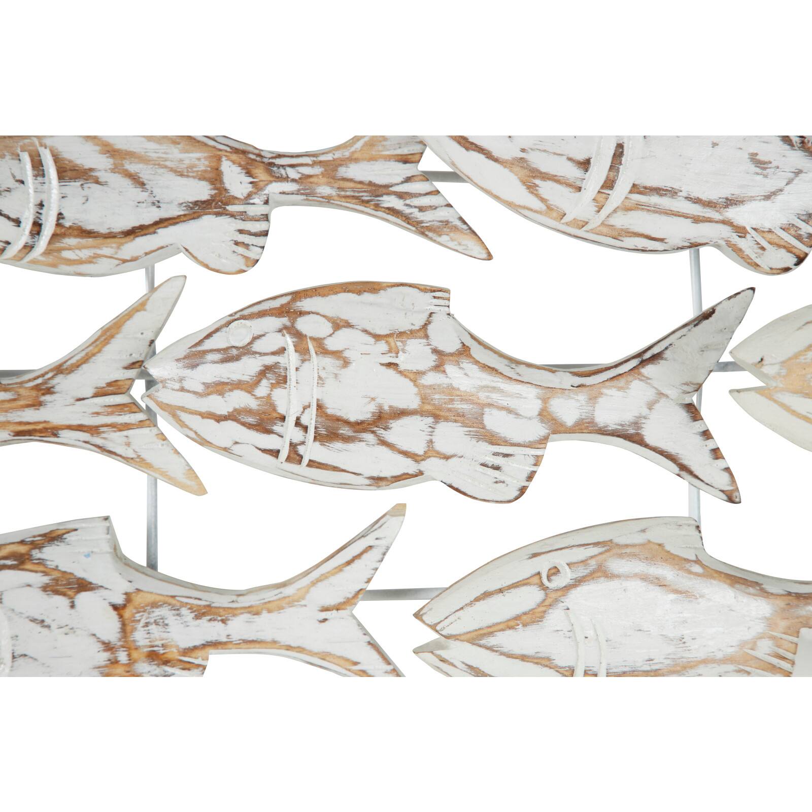 37" White Wood Fish Coastal Wall Decor