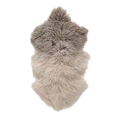 Gray & Off White Dip Dye Tibetan Lamb Fur Rug, 35