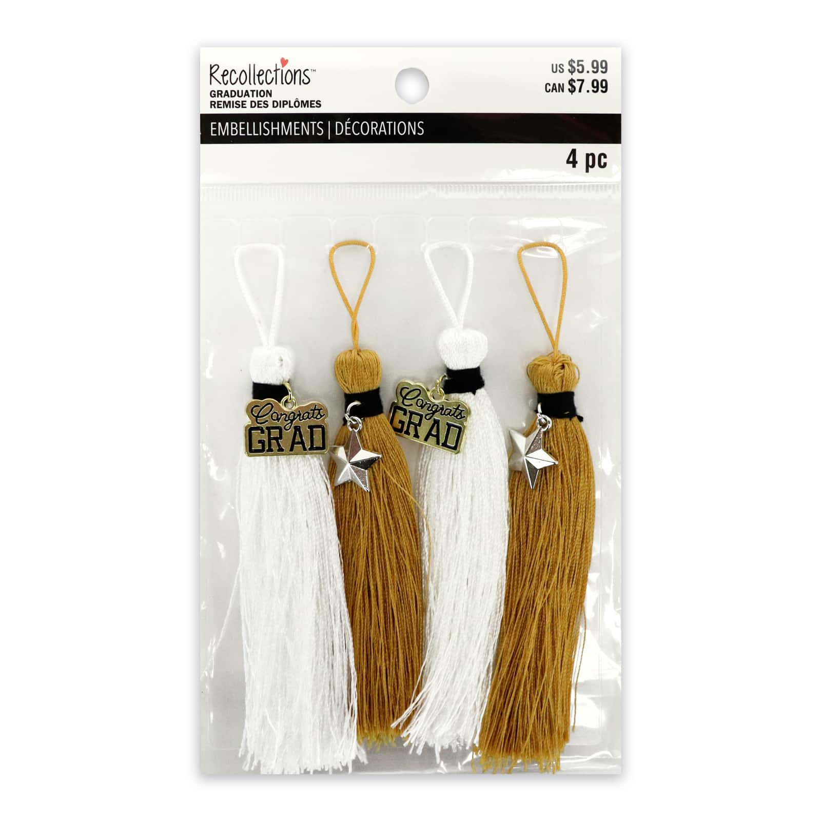 Graduation White &#x26; Gold Tassels by Recollections&#x2122;