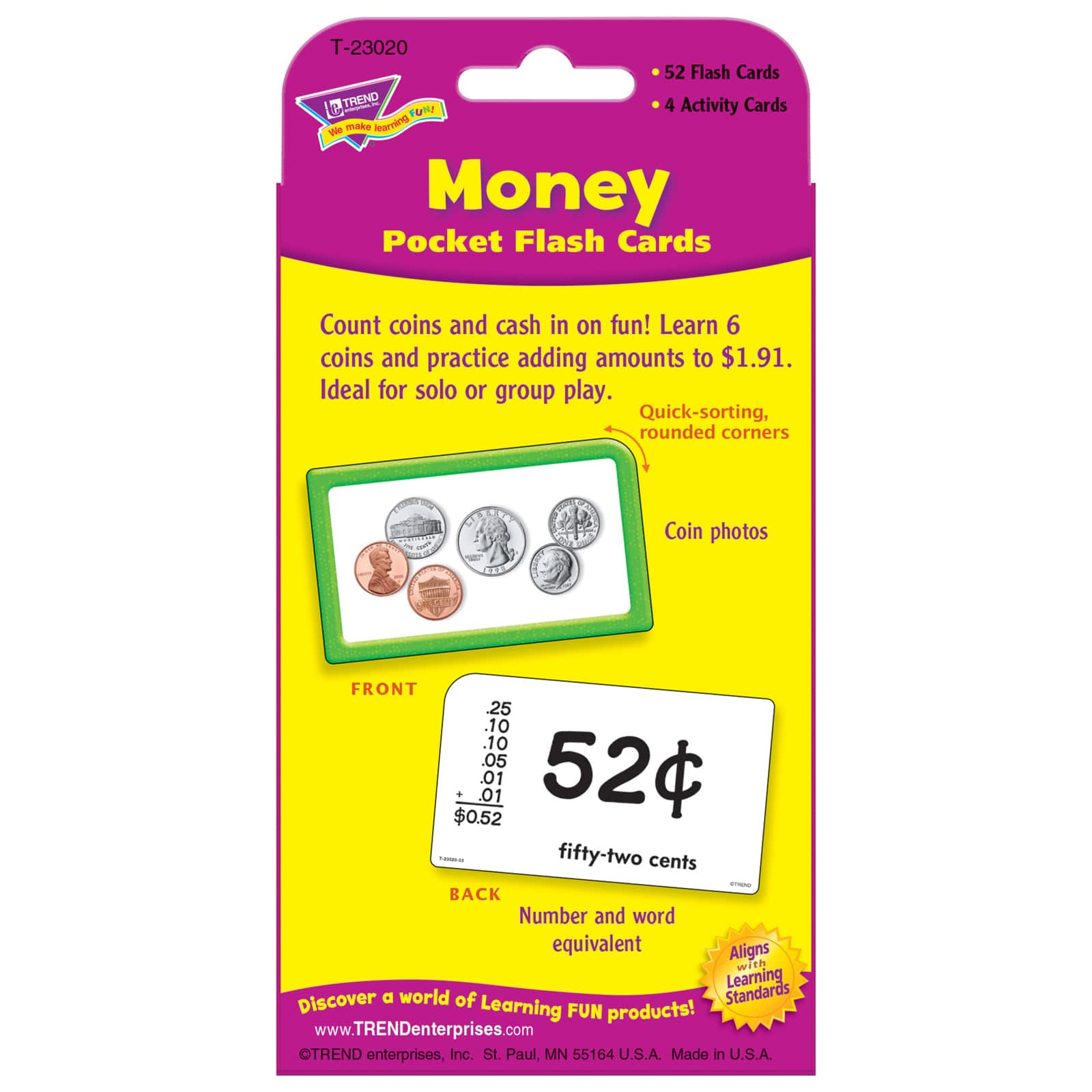 Trend Enterprises&#xAE; Money Flash Cards, 12 Packs