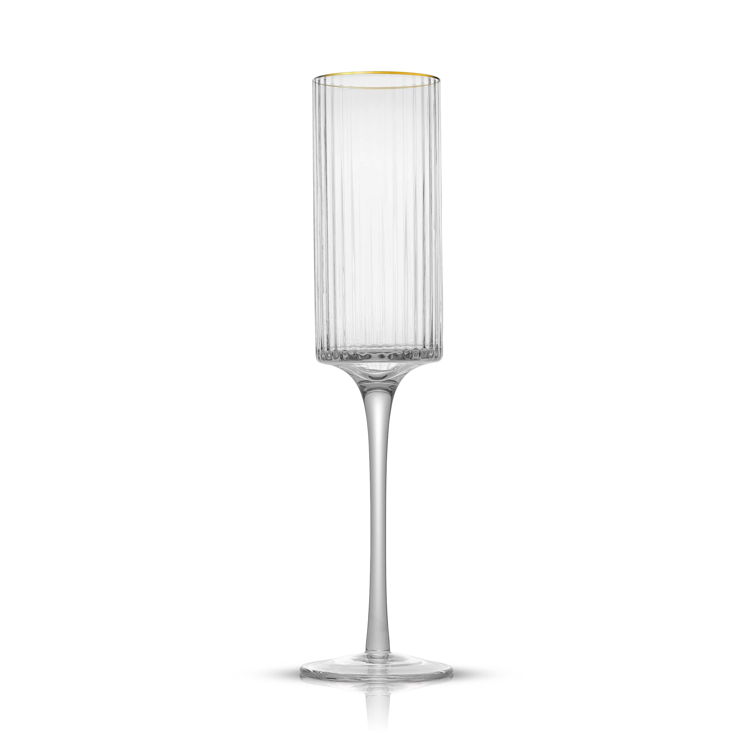 JoyJolt&#xAE; Christian Siriano 6oz. Optic Gold Rim Champagne Glasses, 4ct.