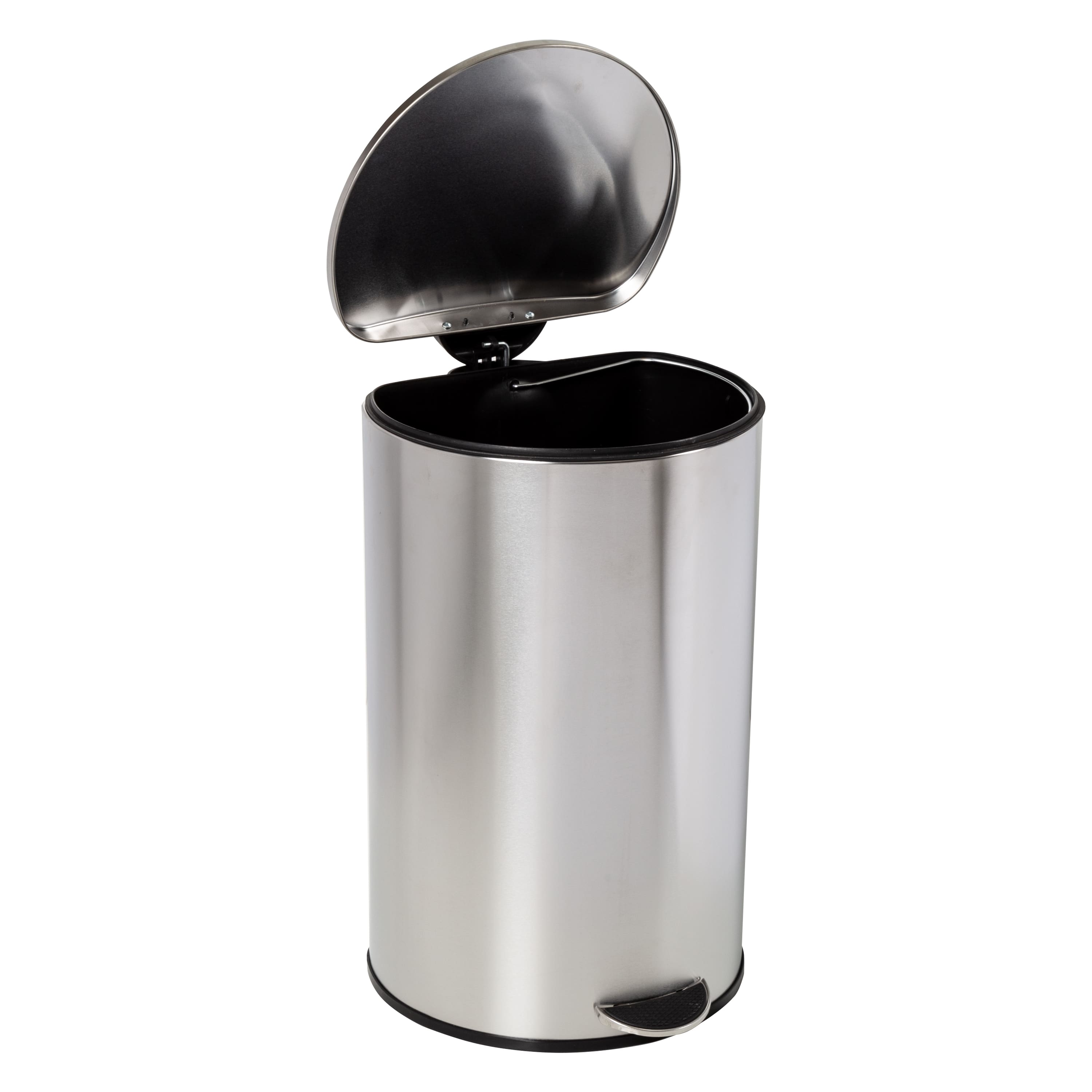 40L Semi-Round Stainless Steel Step Trash Can With Lid