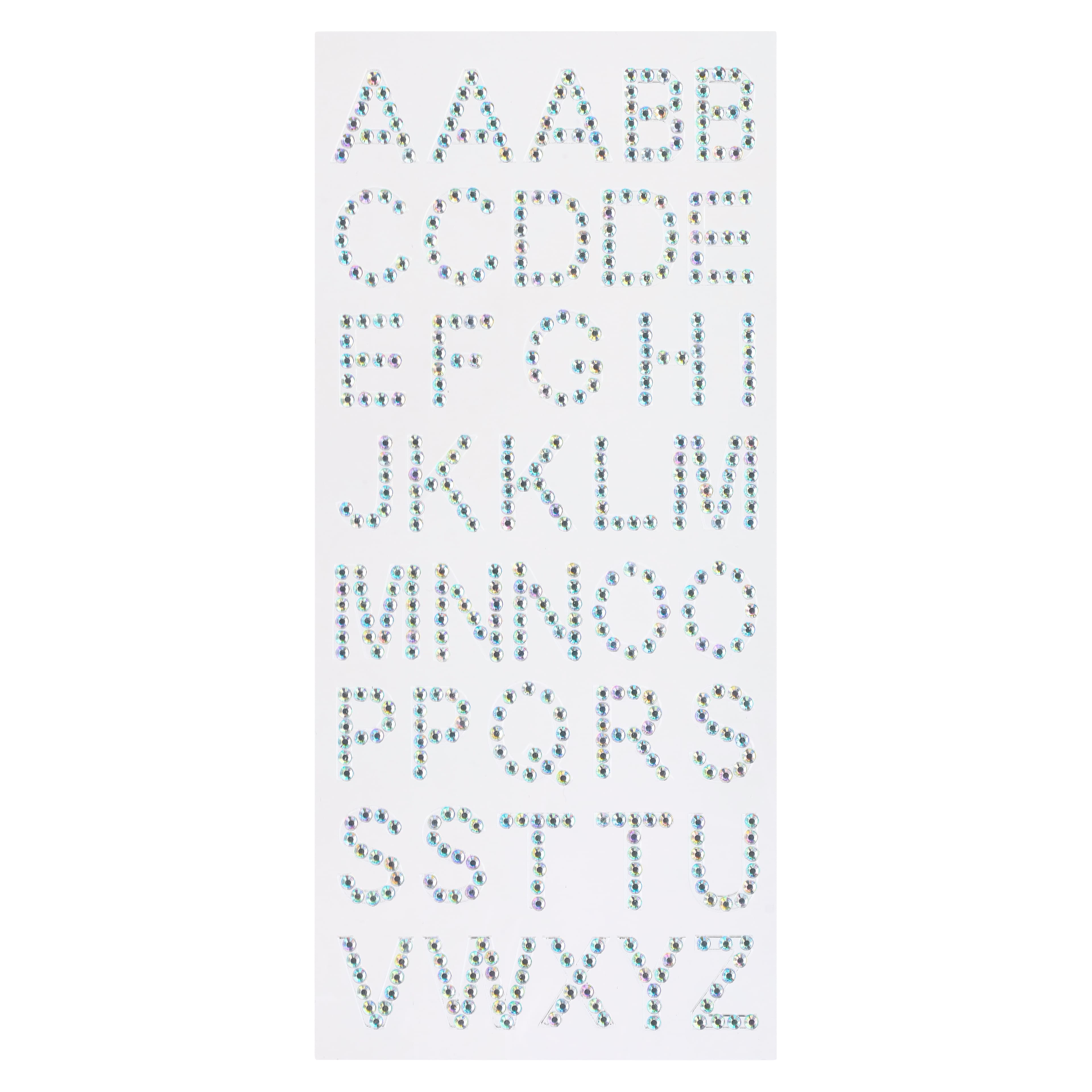 12 Packs: 40 ct. (480 total) Iridescent Rhinestone Alphabet Stickers by Recollections&#x2122;