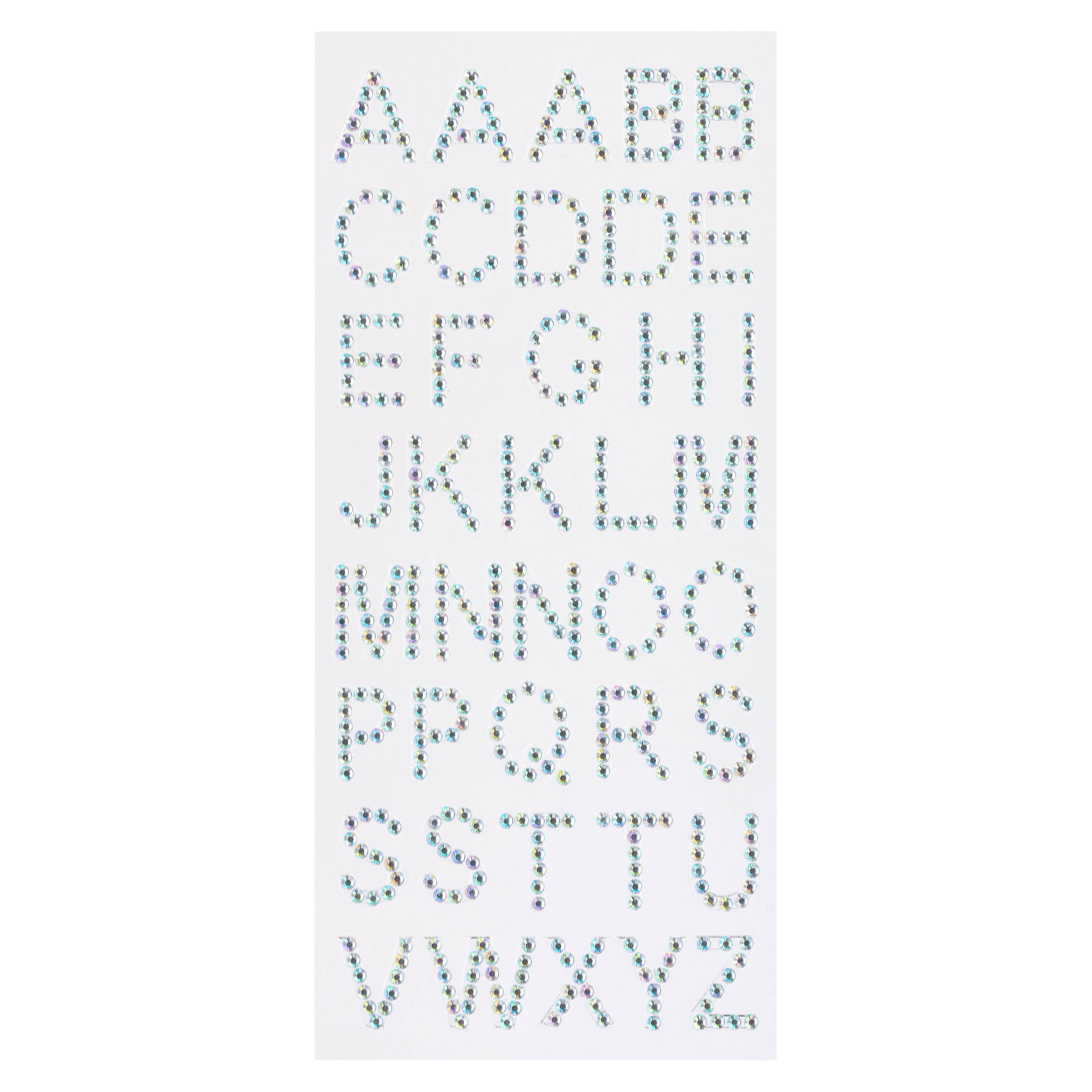 12 Packs: 40 ct. (480 total) Iridescent Rhinestone Alphabet Stickers by Recollections™