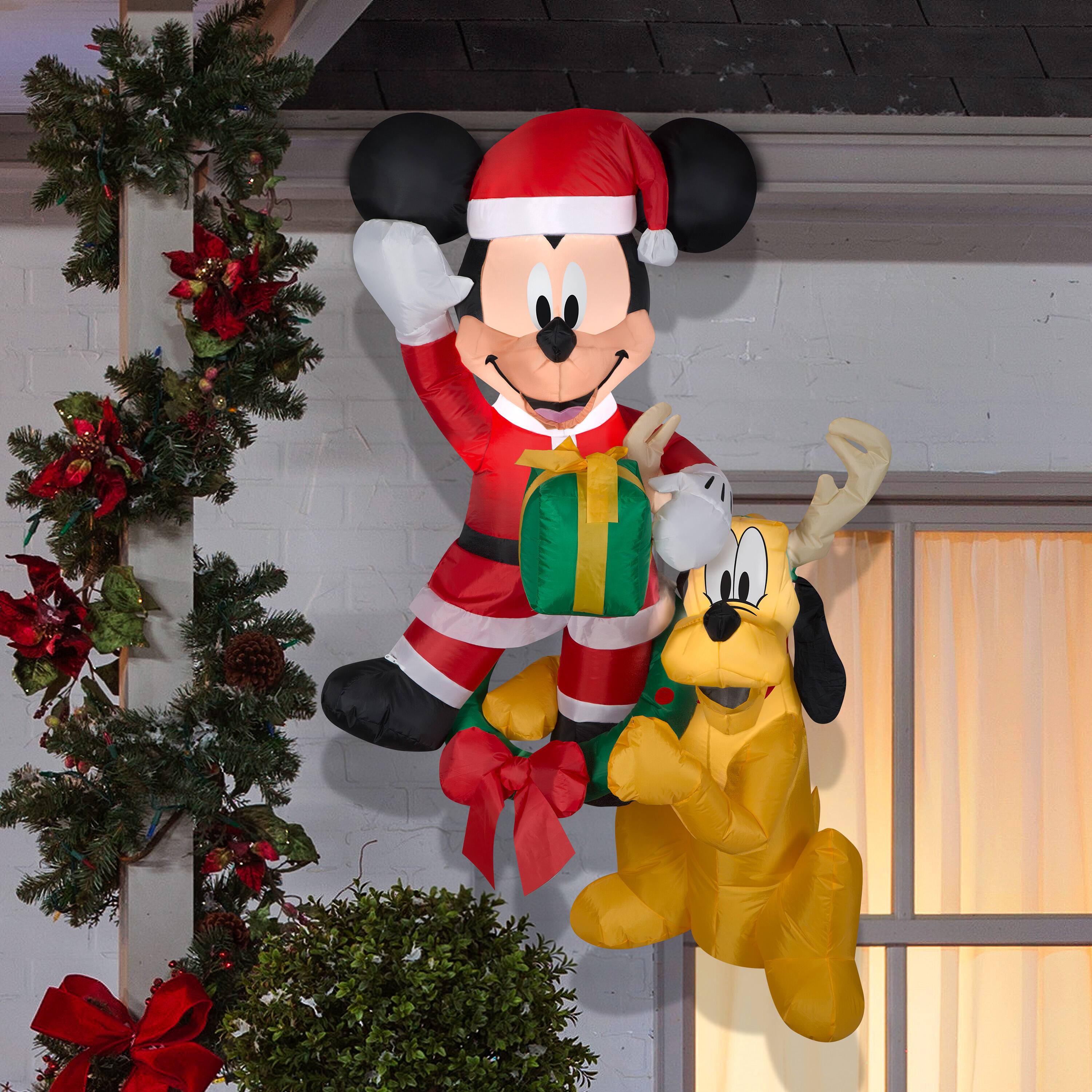 5ft. Airblown® Inflatable Disney Hanging Mickey & Pluto | Christmas ...