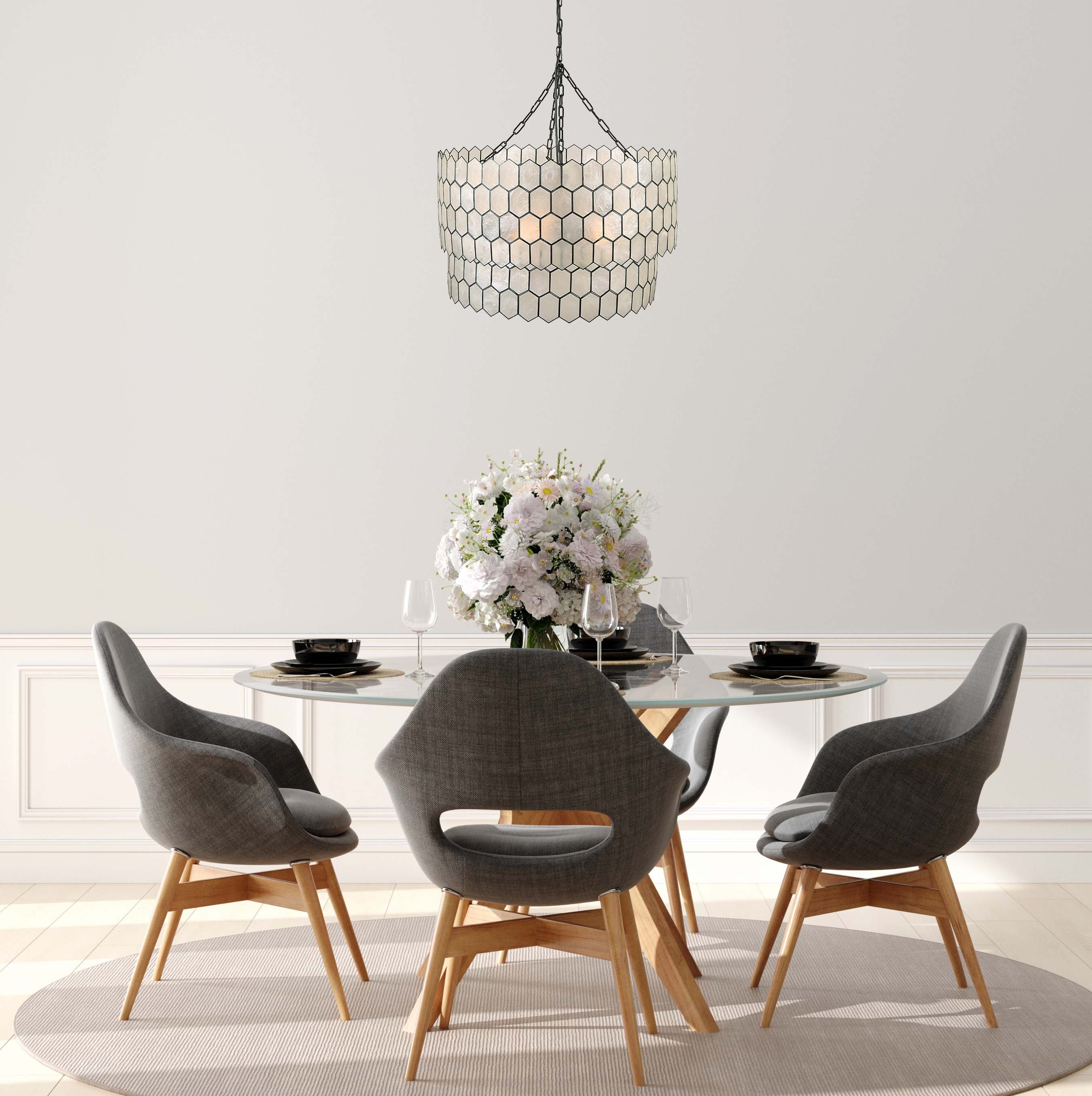 Hello Honey&#xAE; Capiz 2-Tier Honeycomb Chandelier