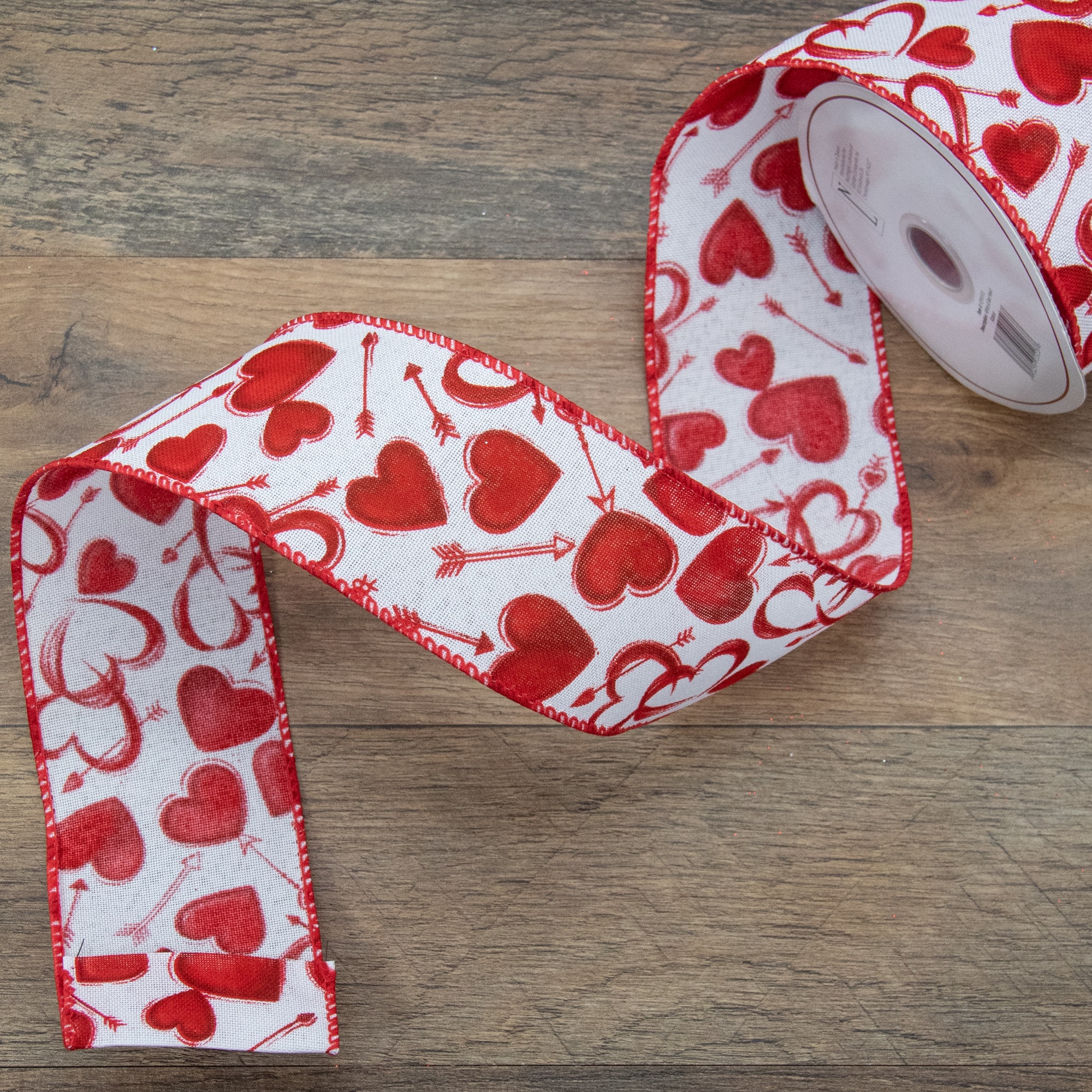 2.5&#x22; x 10yd. Hearts &#x26; Arrows Valentine&#x27;s Day Wired Craft Ribbon