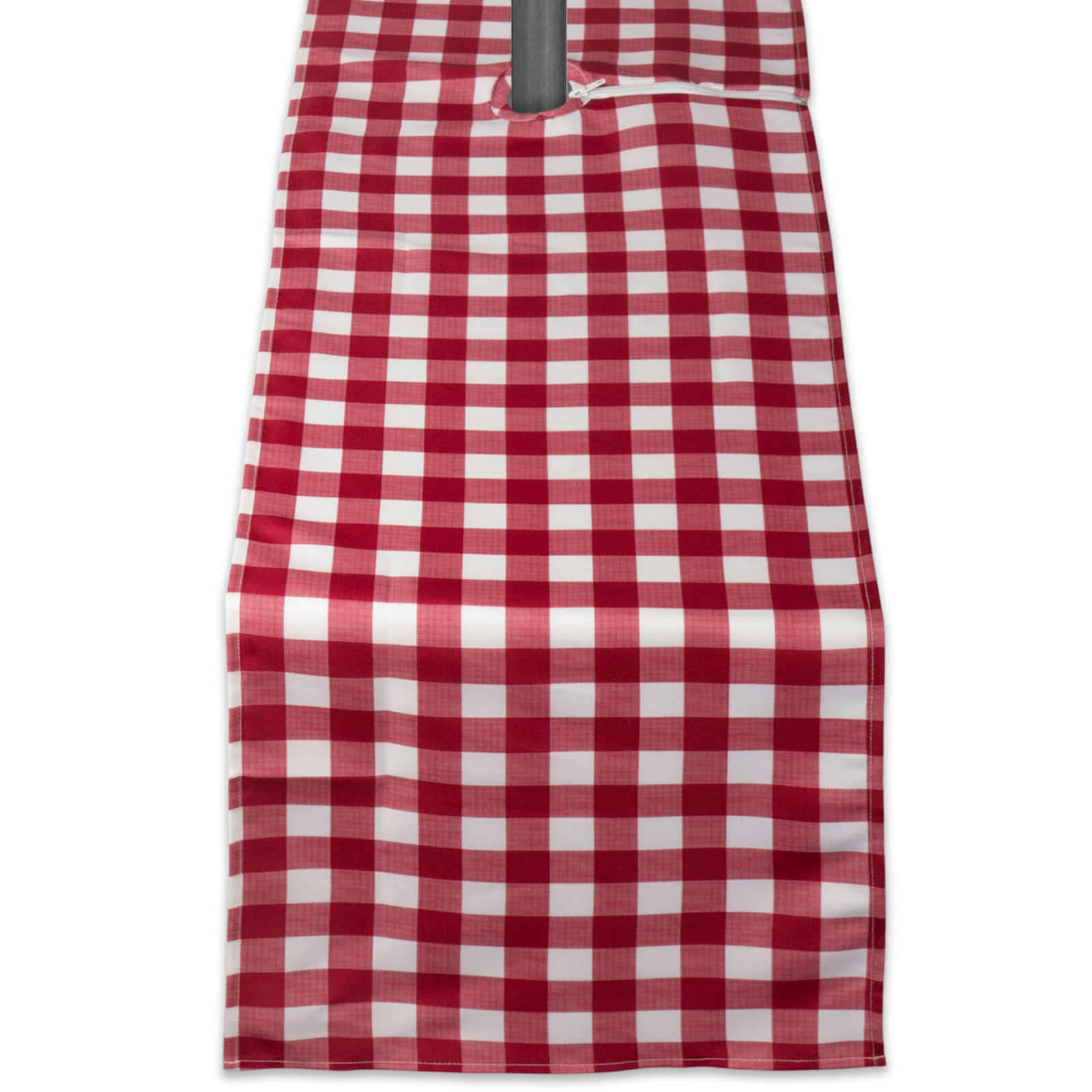 Red Check Outdoor Table Runner With Zipper 14" x 108"