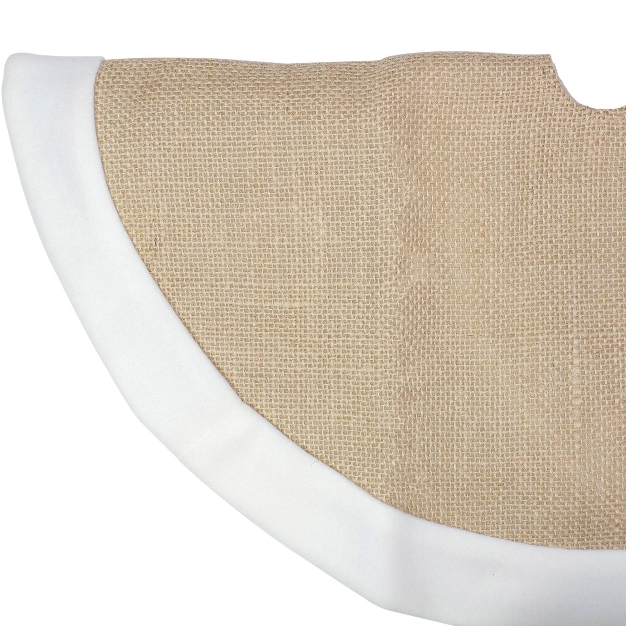 20" Burlap & White Fleece Trim Mini Tree Skirt