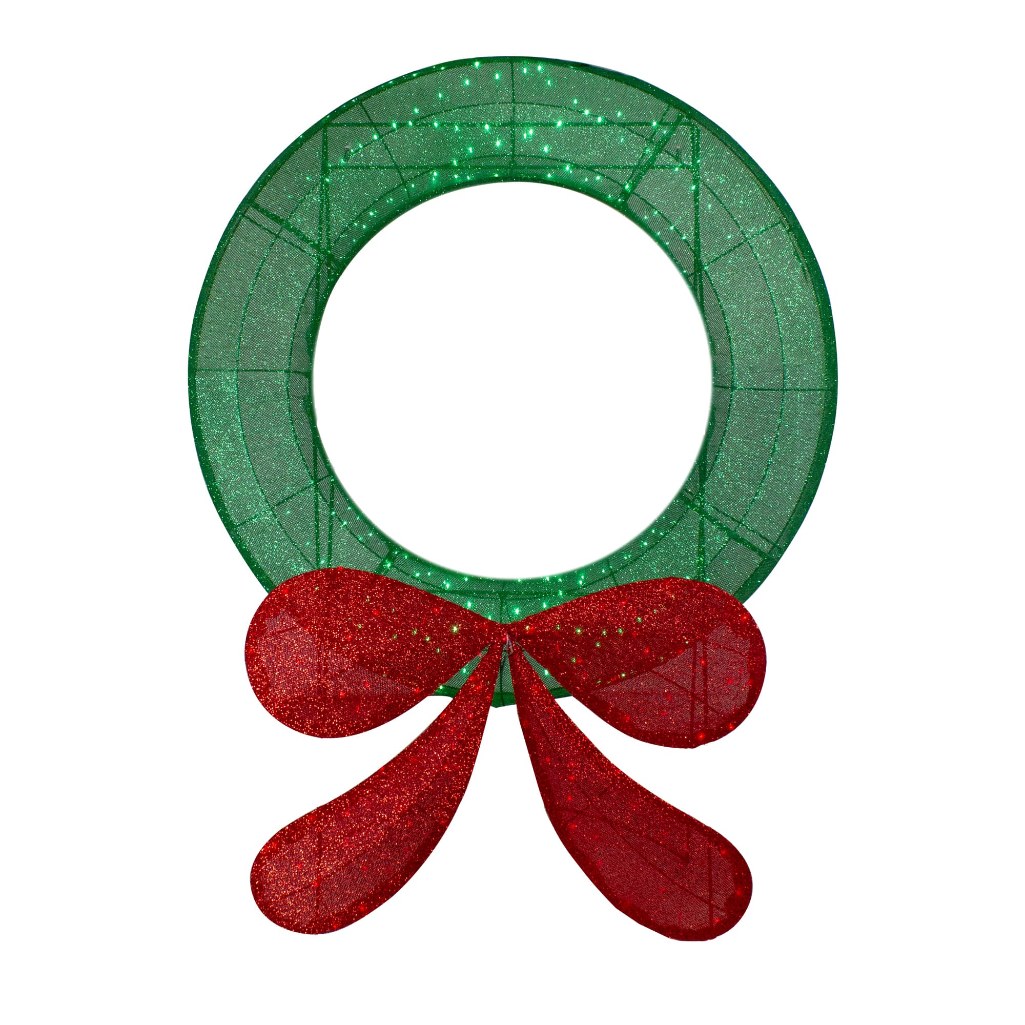 48&#x22; Micro Fairy LED Green &#x26; Red Christmas Tinsel Wreath