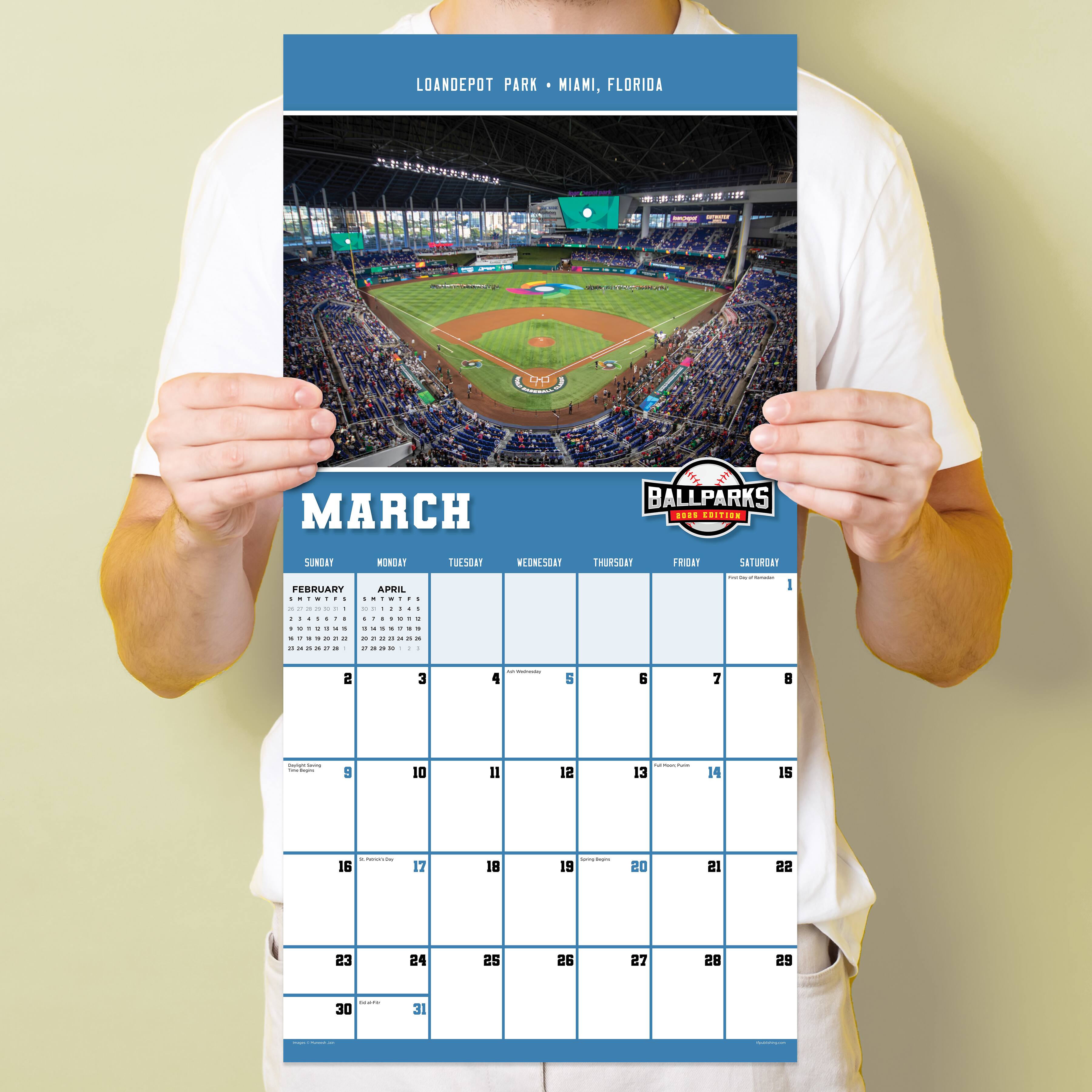 TF Publishing 2025 Ballparks Wall Calendar