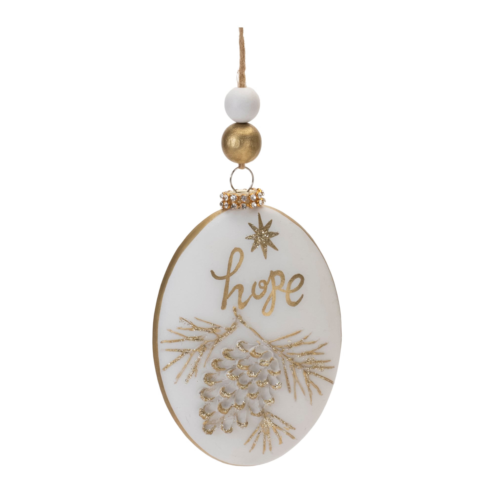 Hope & Joy Glittered Glass with Wood Beads Ornament Set