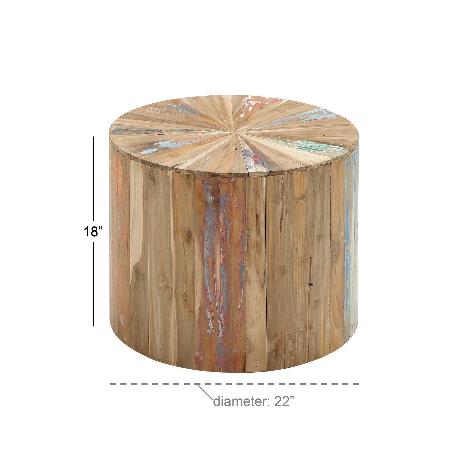 18" Brown Reclaimed Wood Rustic Accent Table