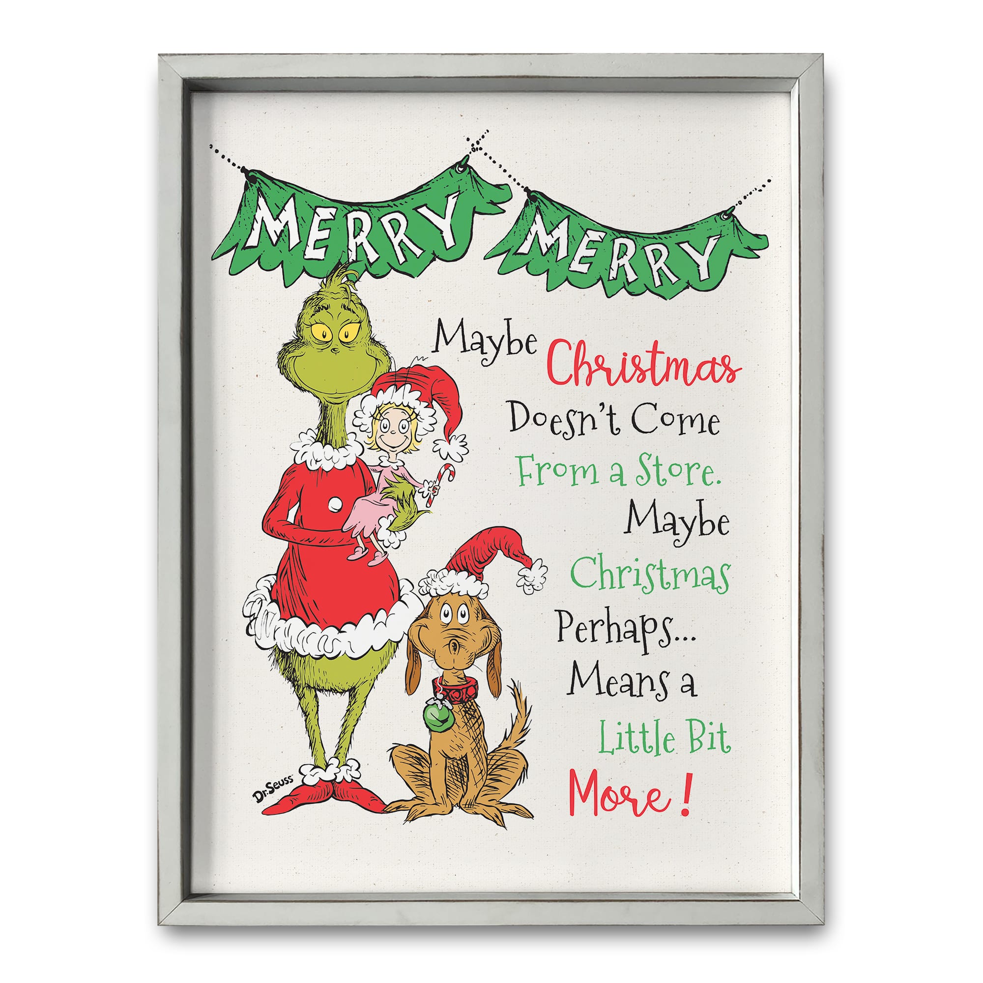 The Grinch Merry Merry 18&#x22; x 24&#x22; Dr. Seuss White Framed Print