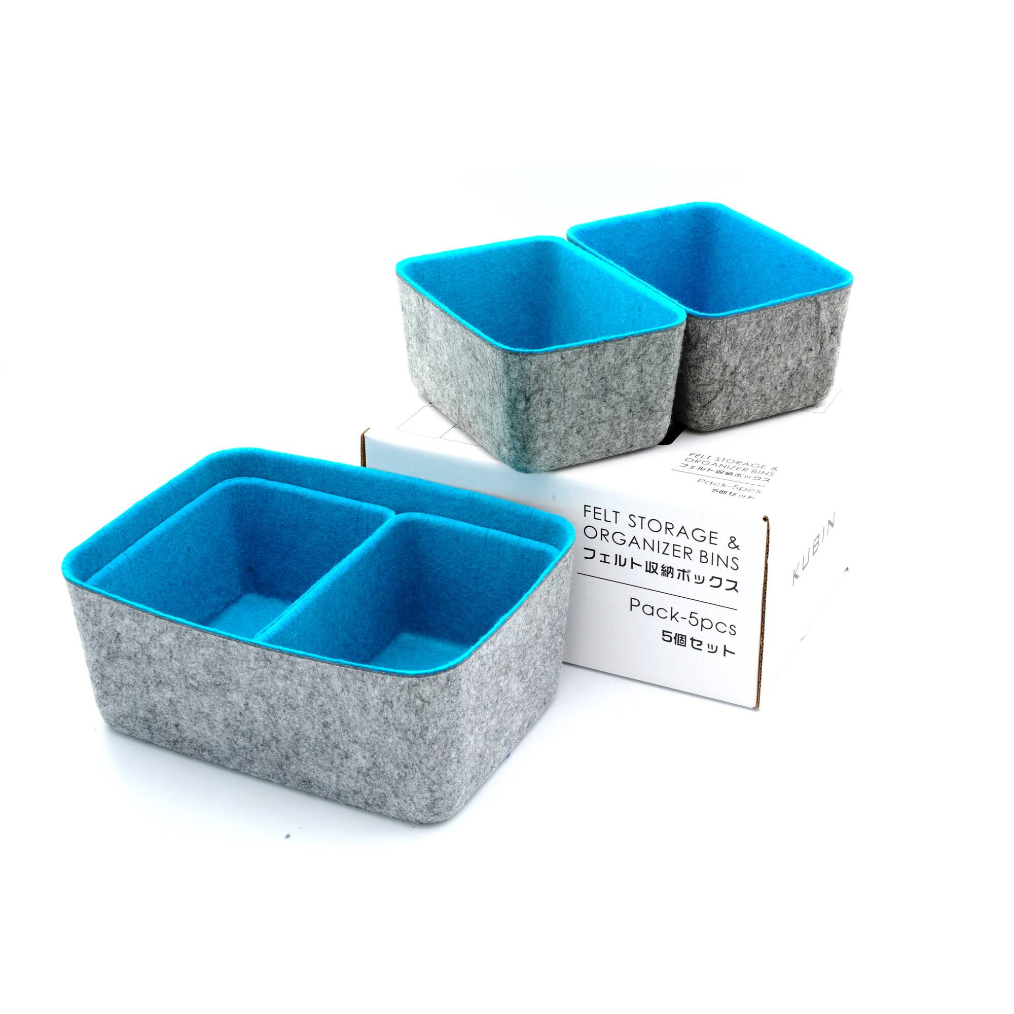 Welaxy Felt 5 Piece Drawer Organizer Bins