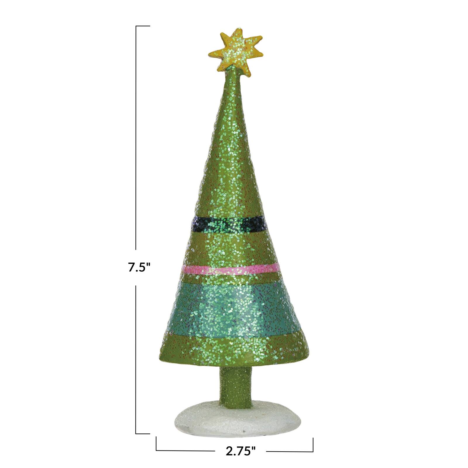 Hello Honey&#xAE; 7.5&#x22; Christmas Tree with Stripes, Star &#x26; Glitter
