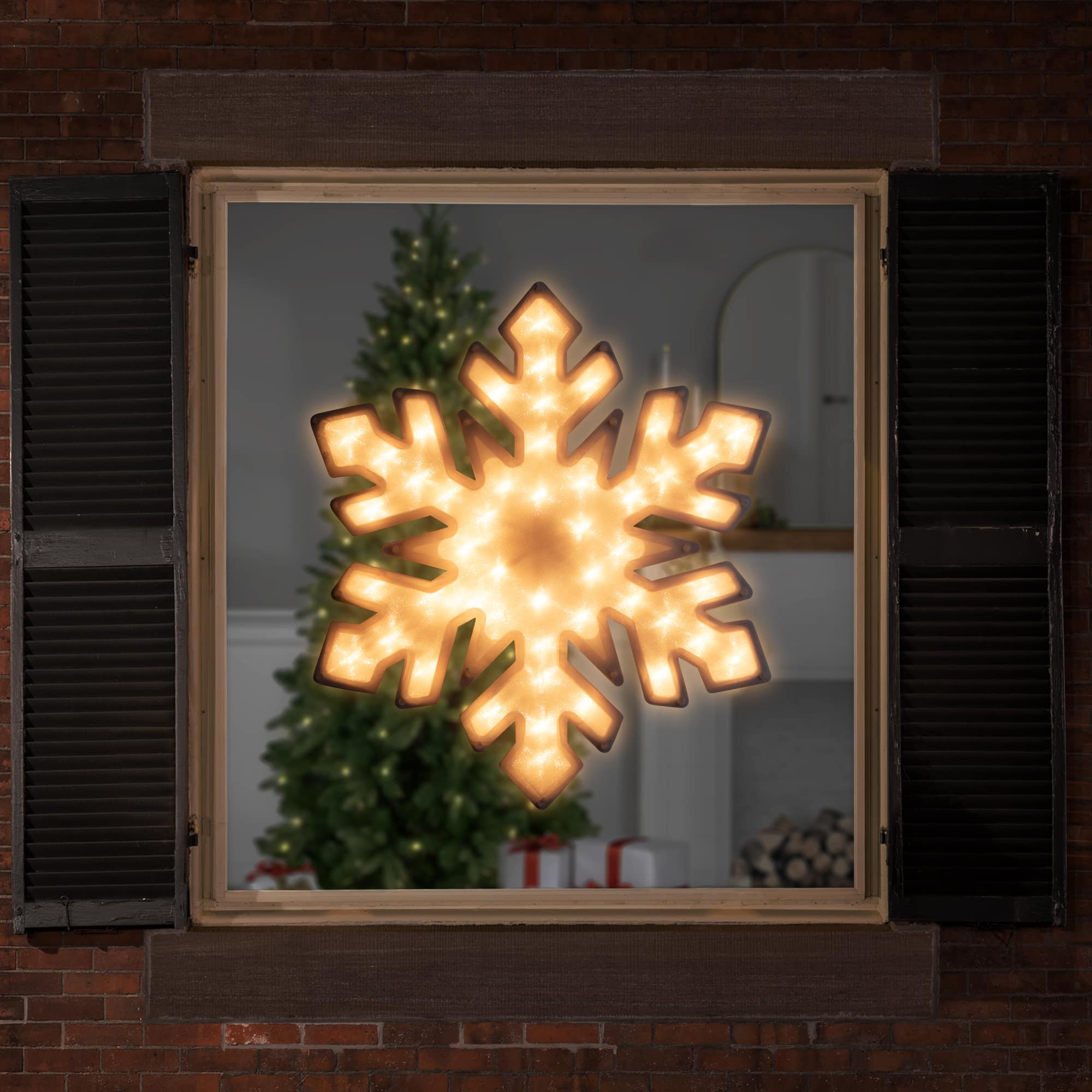 20" Lighted Snowflake Christmas Window Silhouette Décor