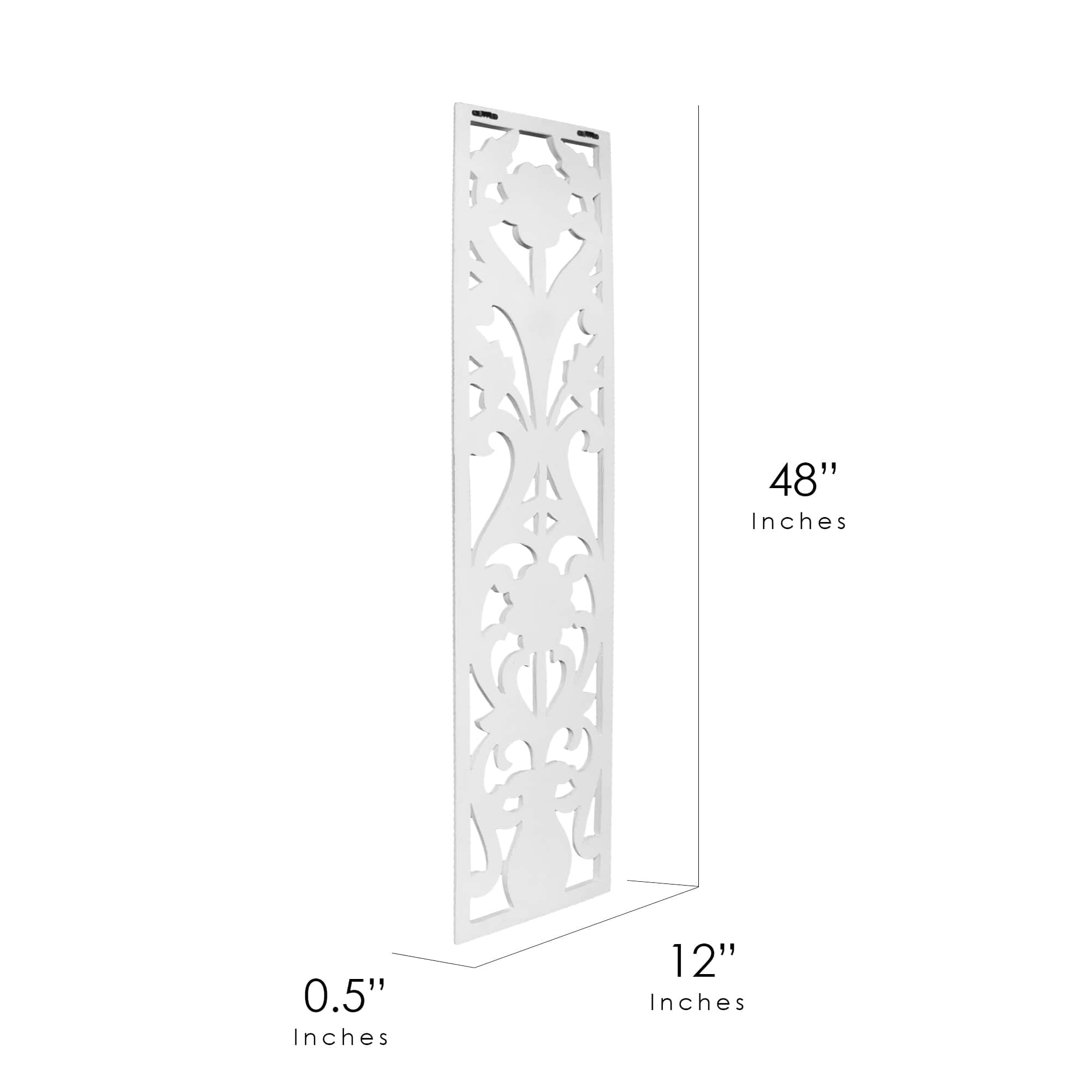 American Art D&#xE9;cor&#x2122; 48&#x22; Hand-Carved Floral Wood Panel Wall Art D&#xE9;cor