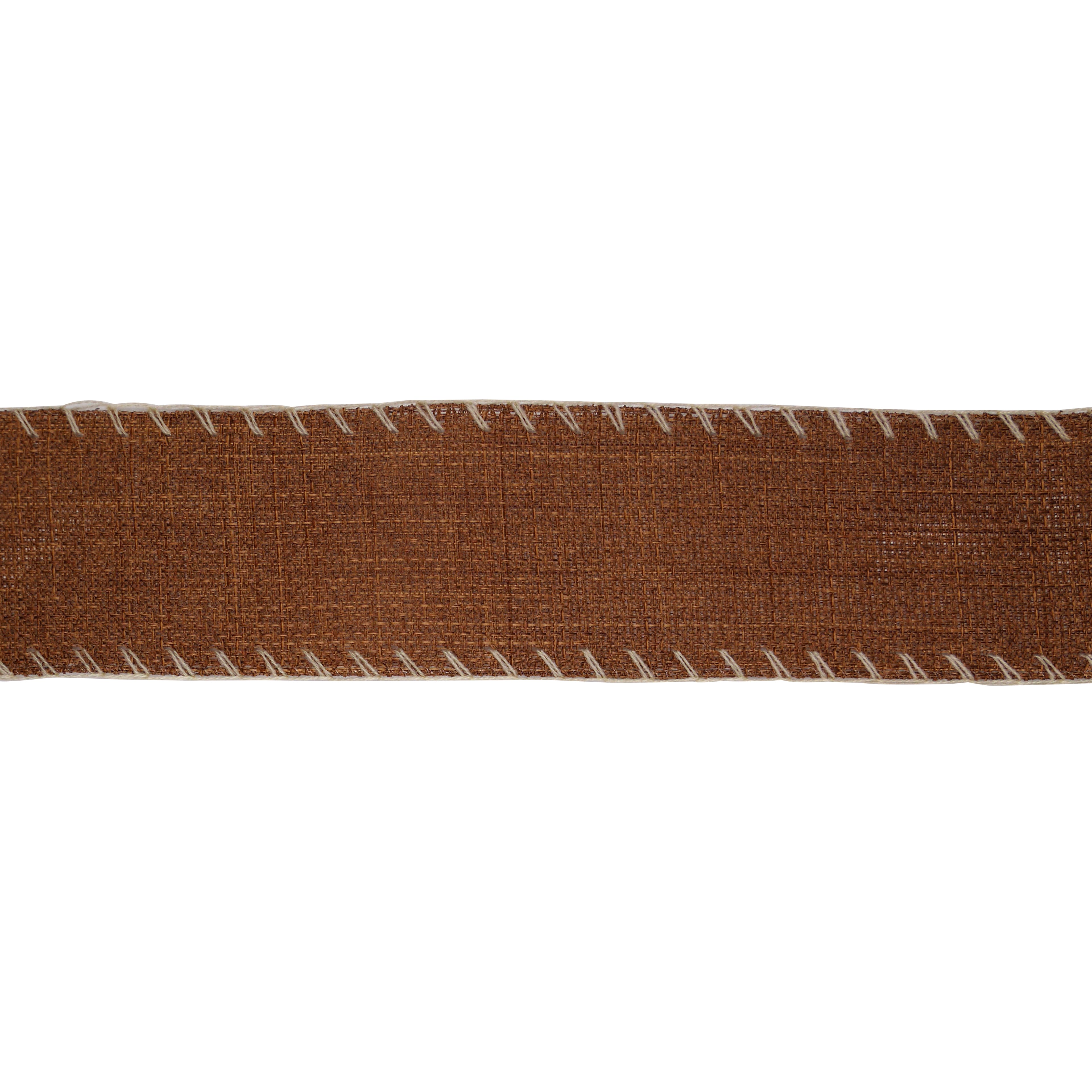 2.5&#x22; x 20ft. Brown Whip Stitched Wired Ribbon by Celebrate It&#xAE;