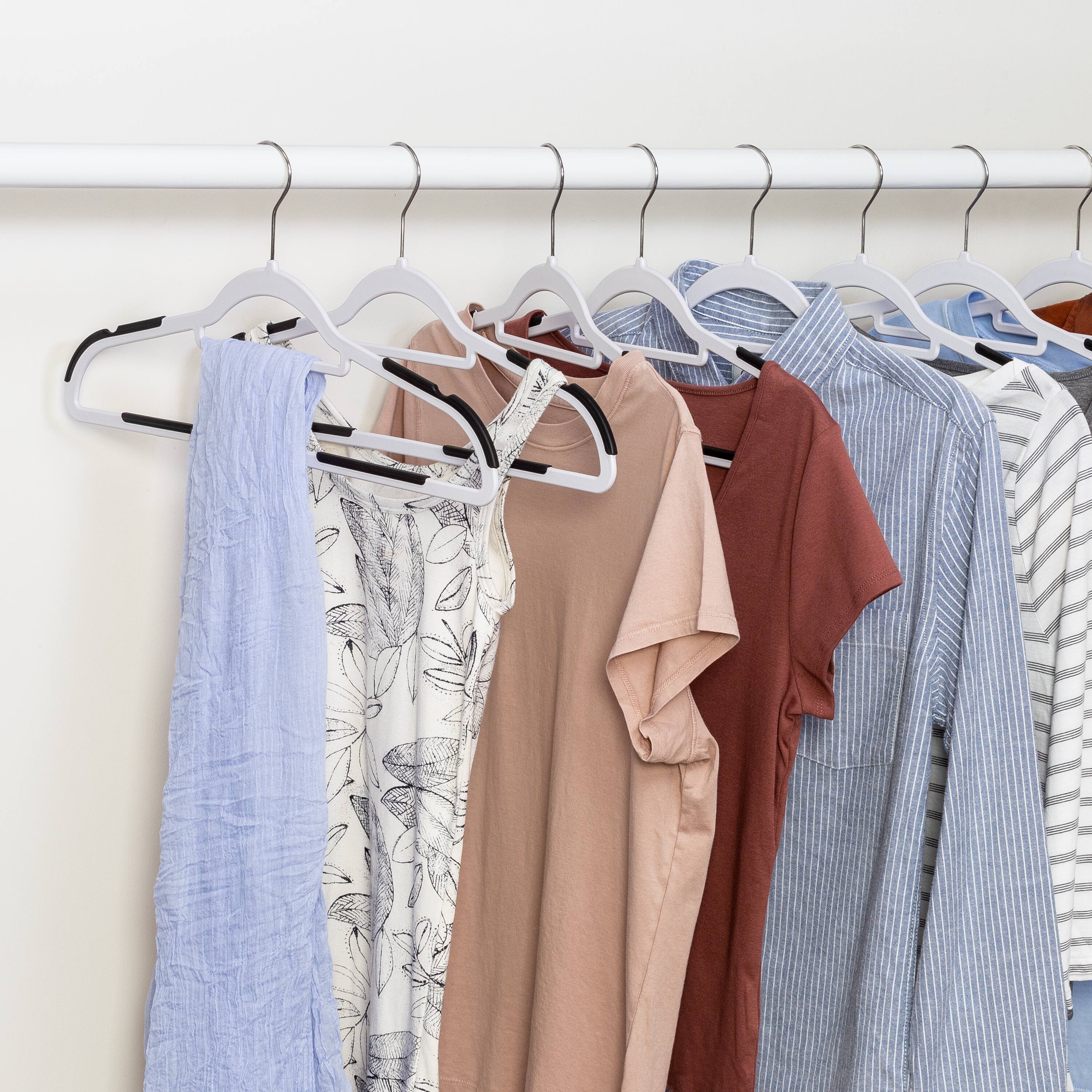 Honey Can Do White & Black Rubber Grip No-Slip Plastic Hangers, 50ct.