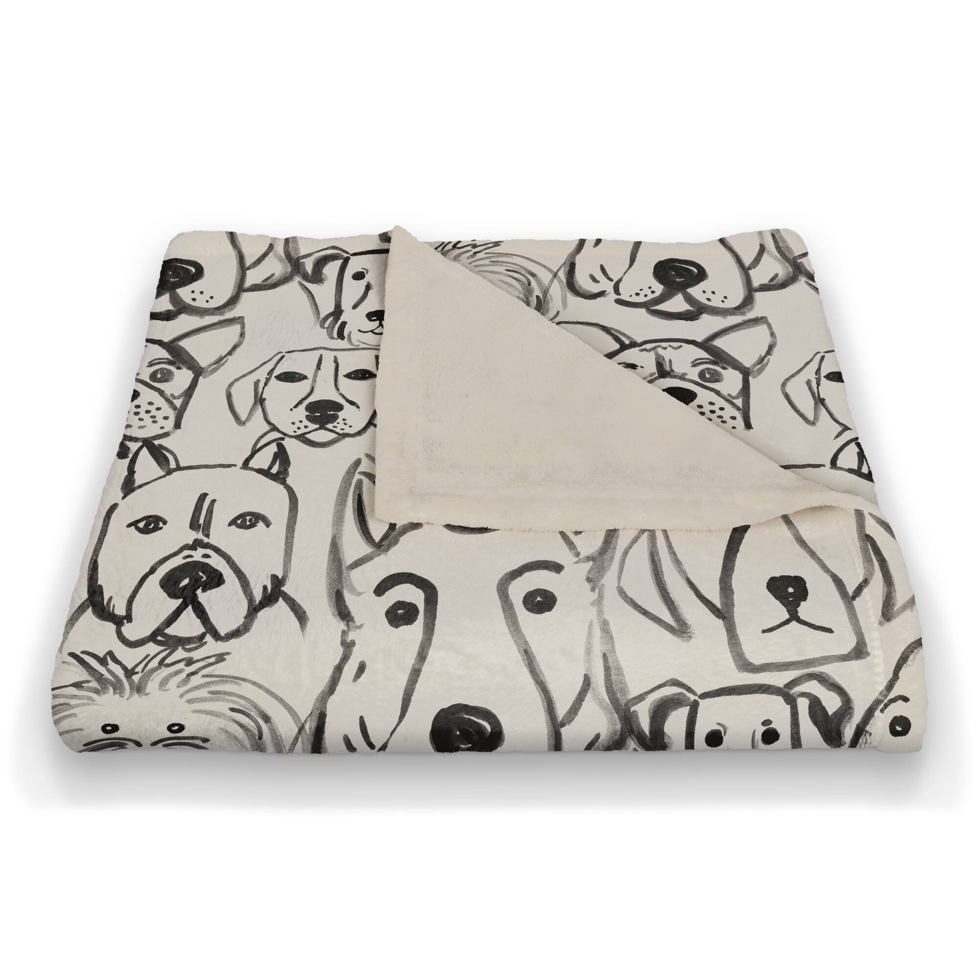Dog Face Sketch Pattern 3 50" x 60" Coral Fleece Blanket