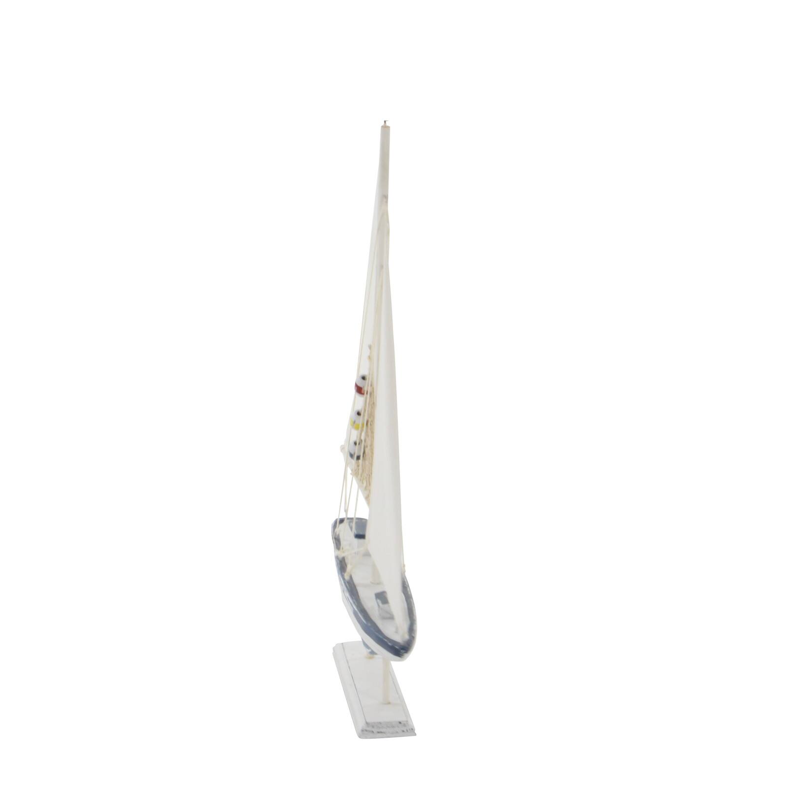White Wood Coastal Sail Boat Sculpture Set