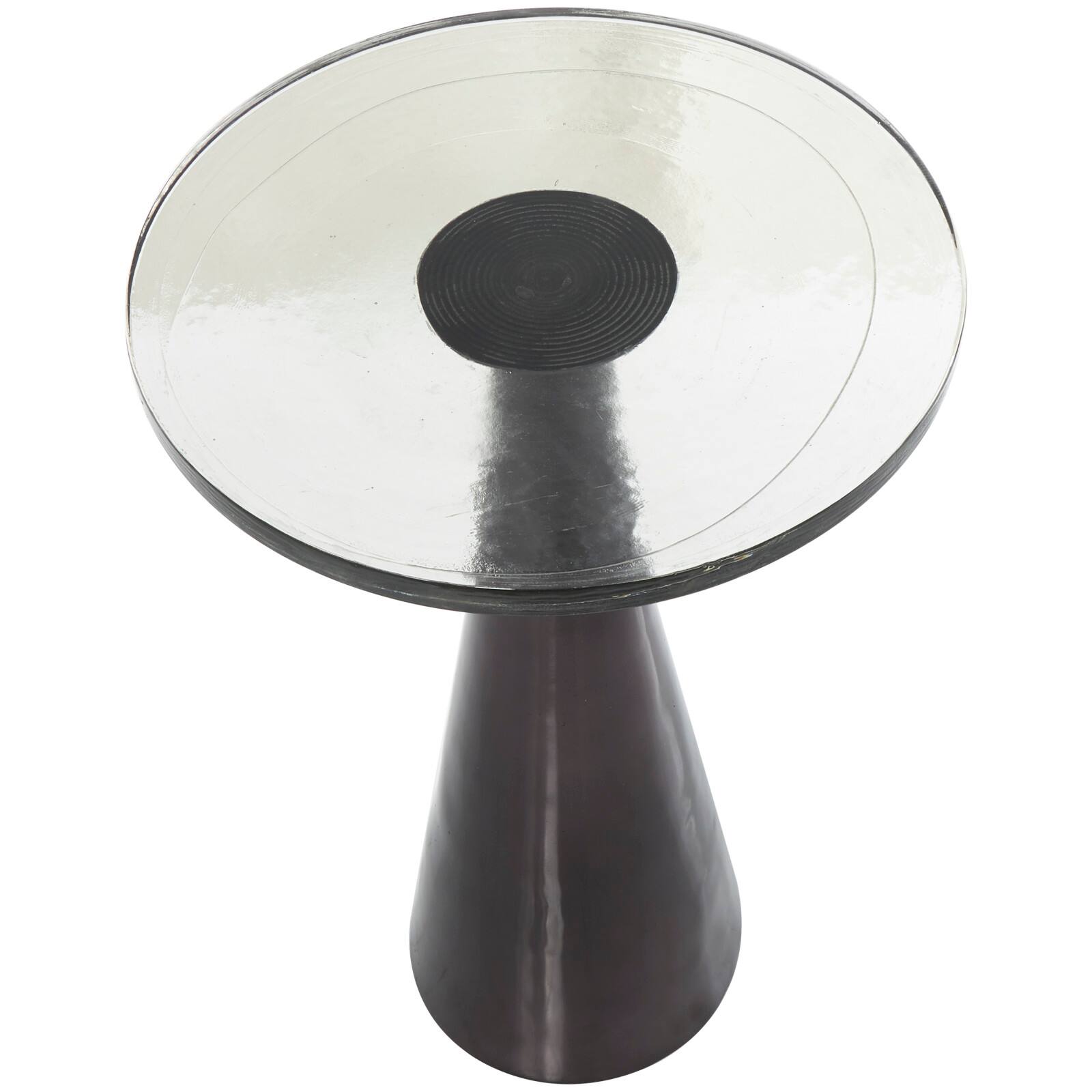 24" Black Aluminum Geometric Cone Accent Table