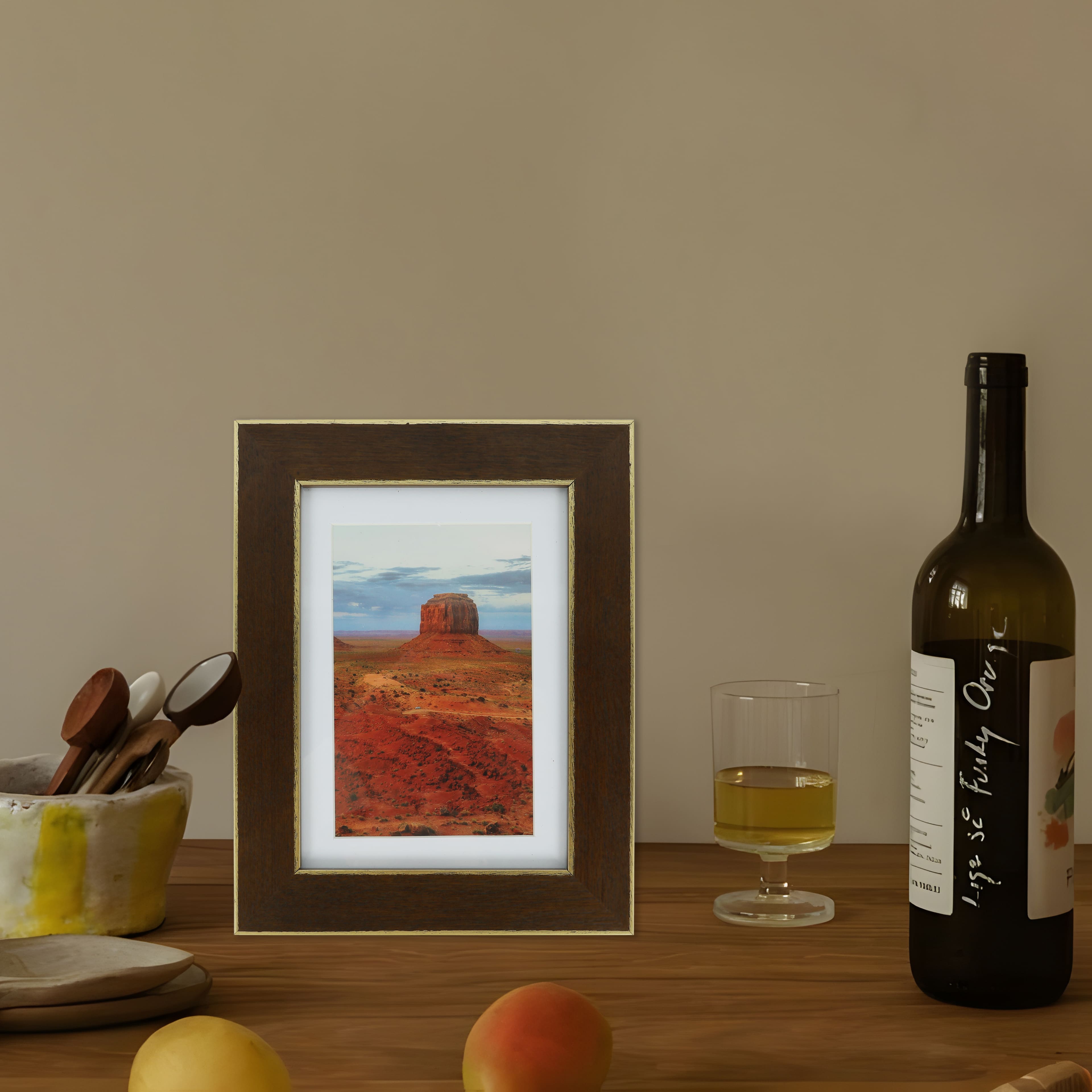 Gallery Walnut &#x26; Gold Trim Frame with Mat by Studio D&#xE9;cor&#xAE;