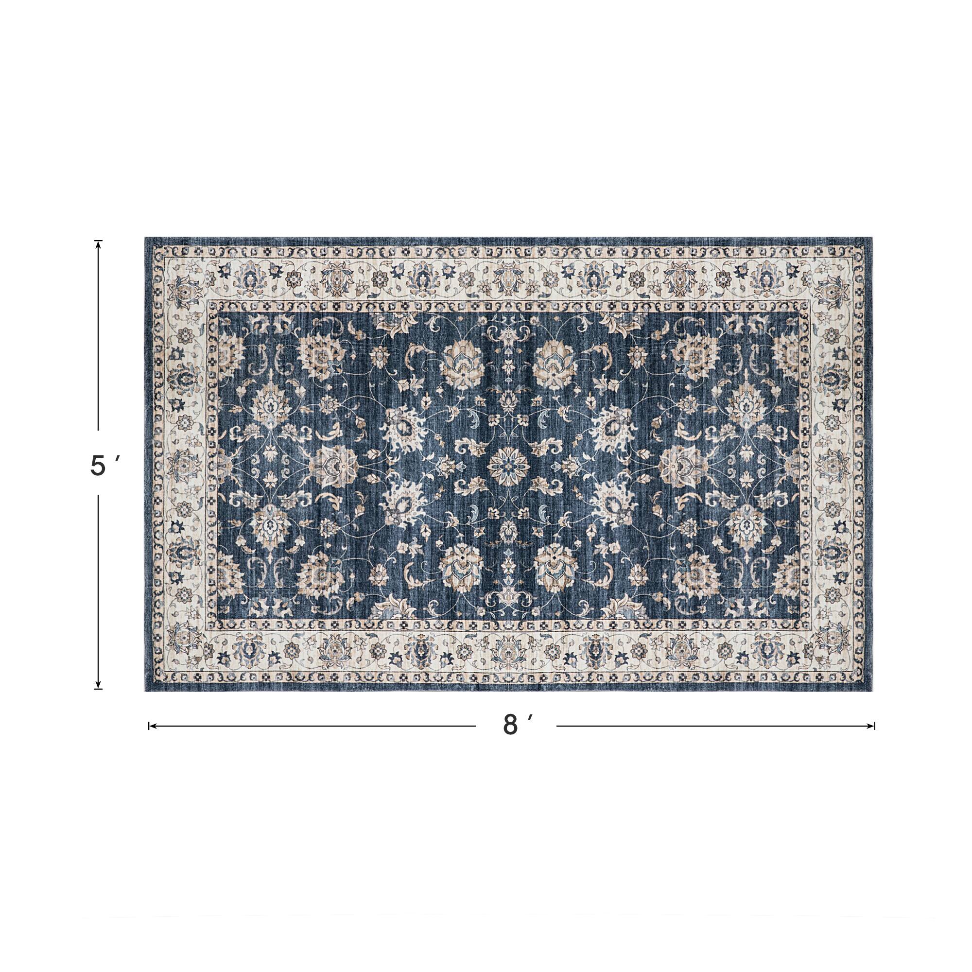 Glitzhome® Blue & Ivory Oriental Area Rug