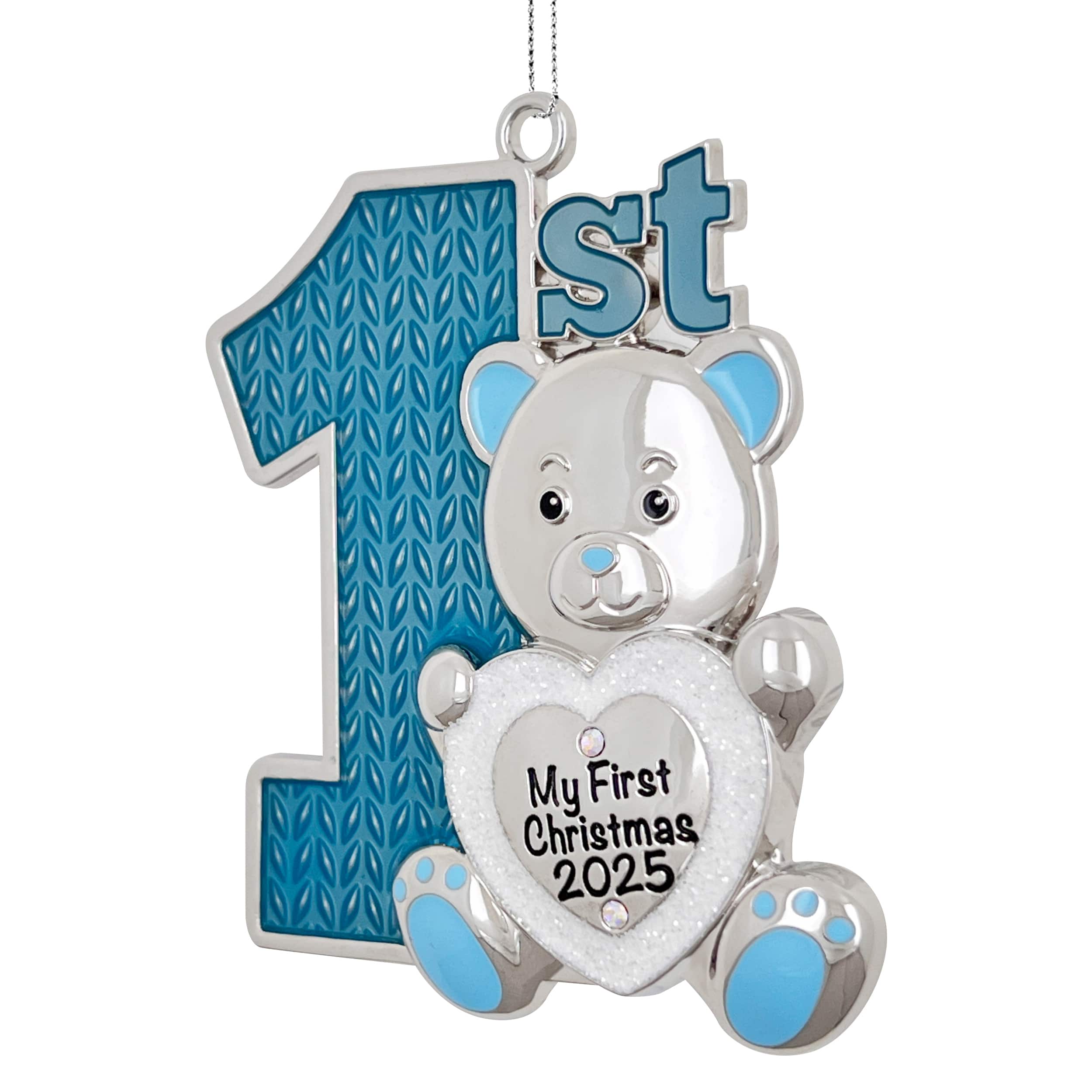 3" Teddy Bear Blue Metal Ornament by Ashland®