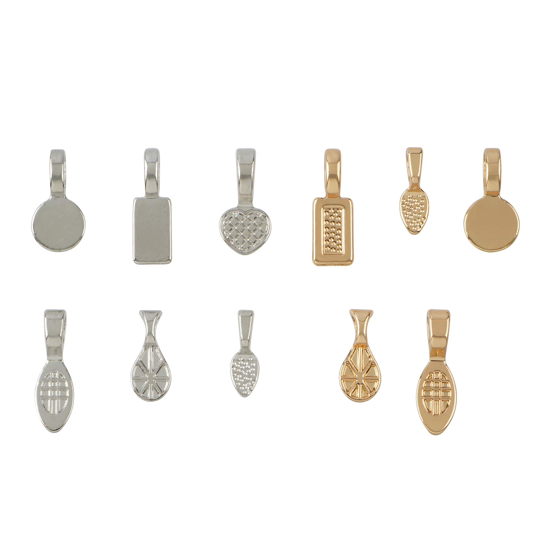 Gold &#x26; Rhodium Glue-On Bail Blanks Mix by Bead Landing&#x2122;