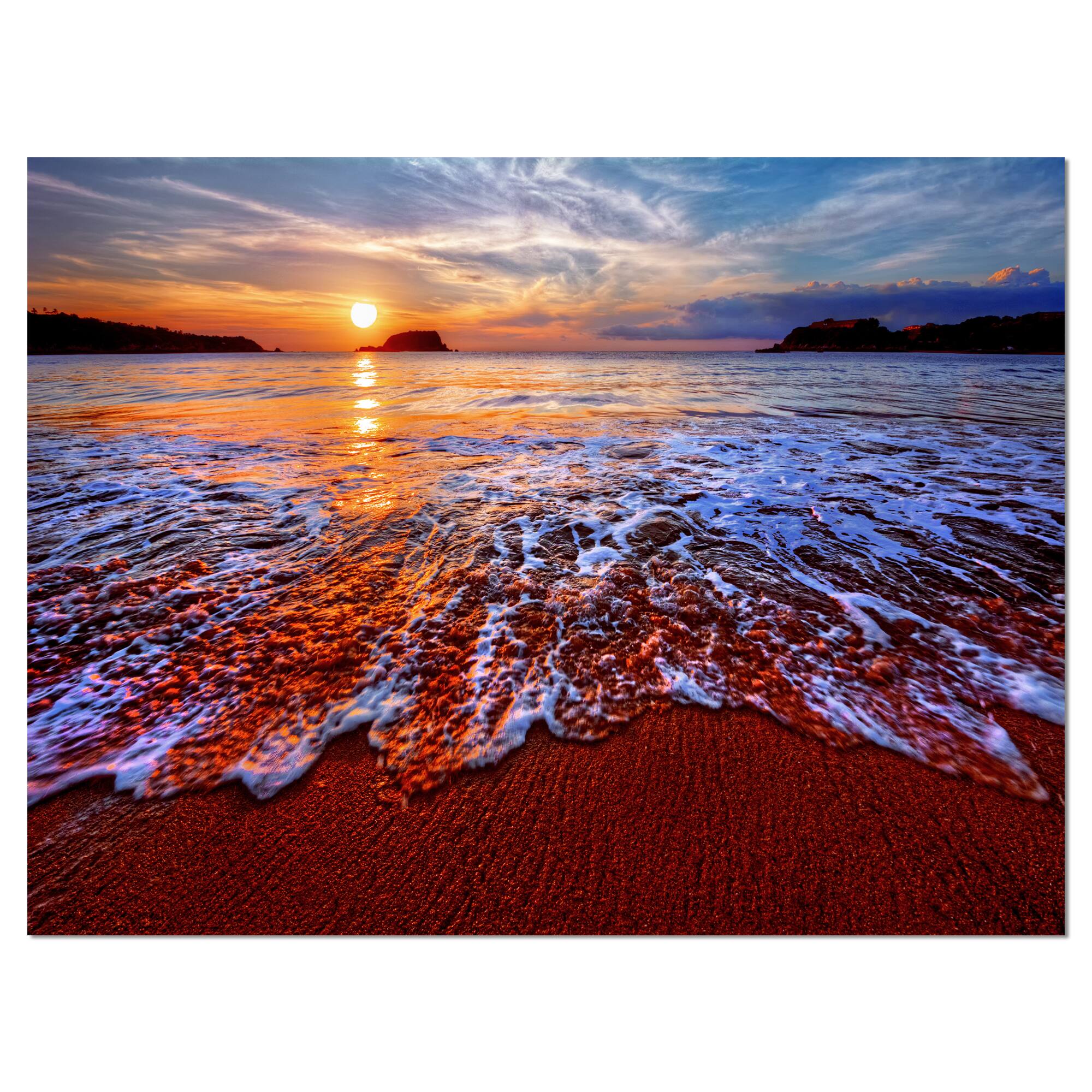 Designart - Colorful Sunset with Bright Waters - Seashore Canvas Art Print