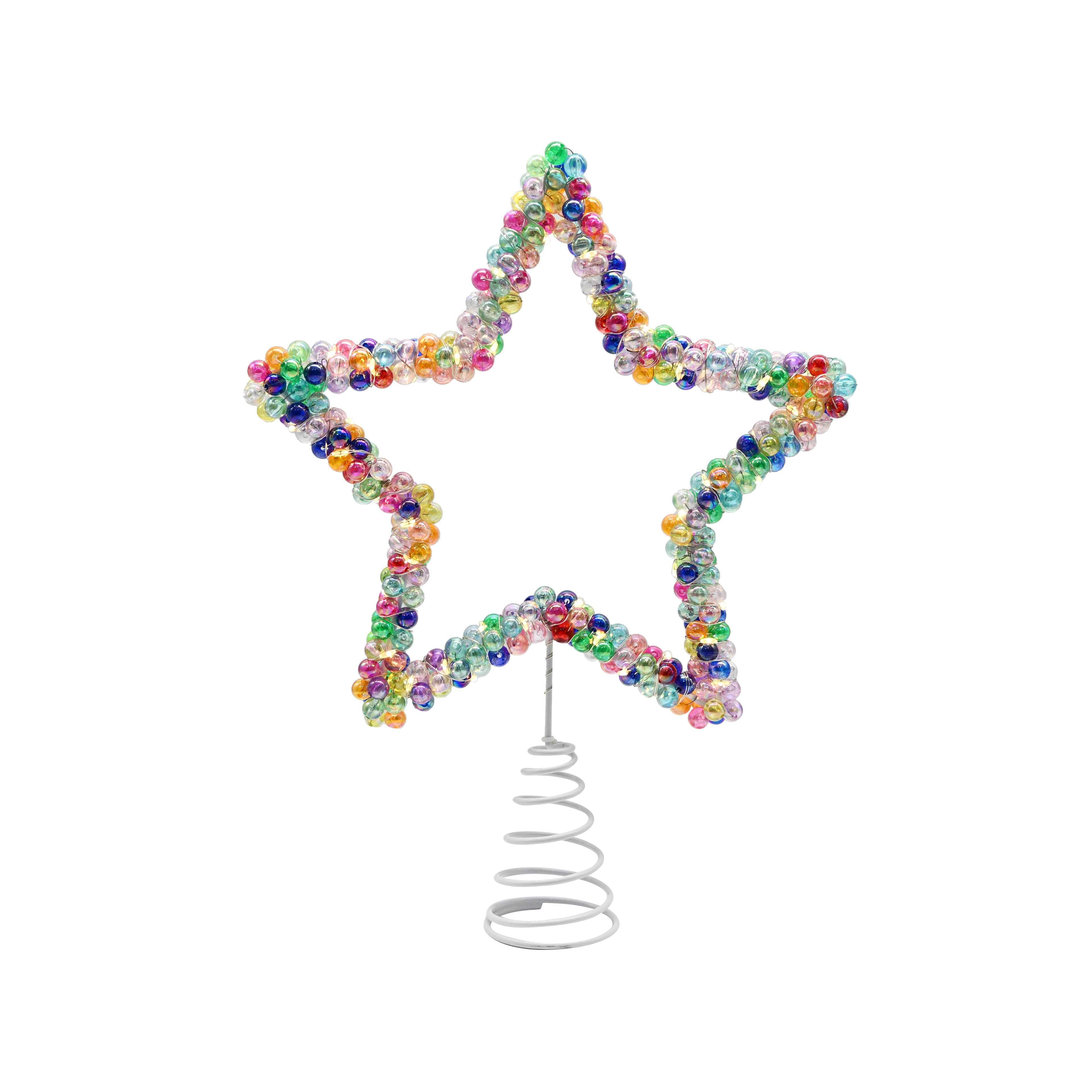 10&#x22; Multicolor Beaded Star Lighted Tree Topper by Ashland&#xAE;