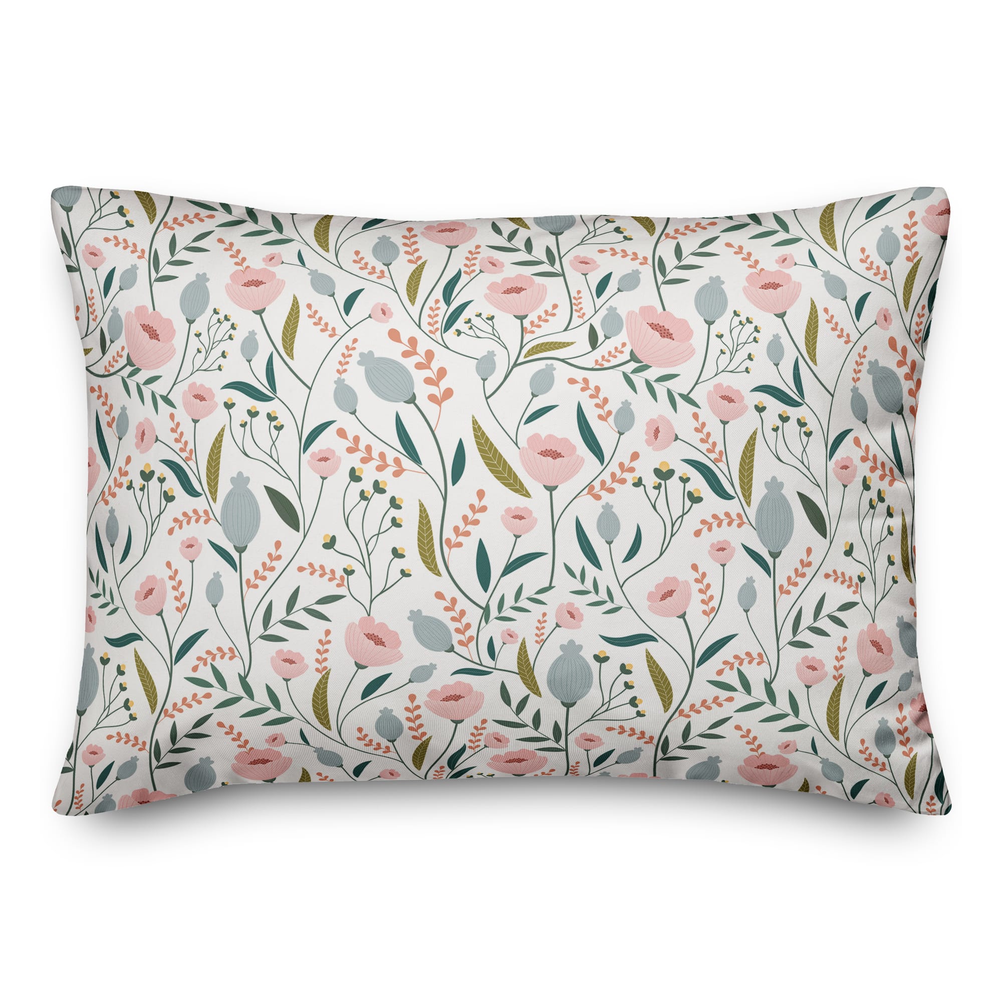 Pastel Floral Pattern Throw Pillow