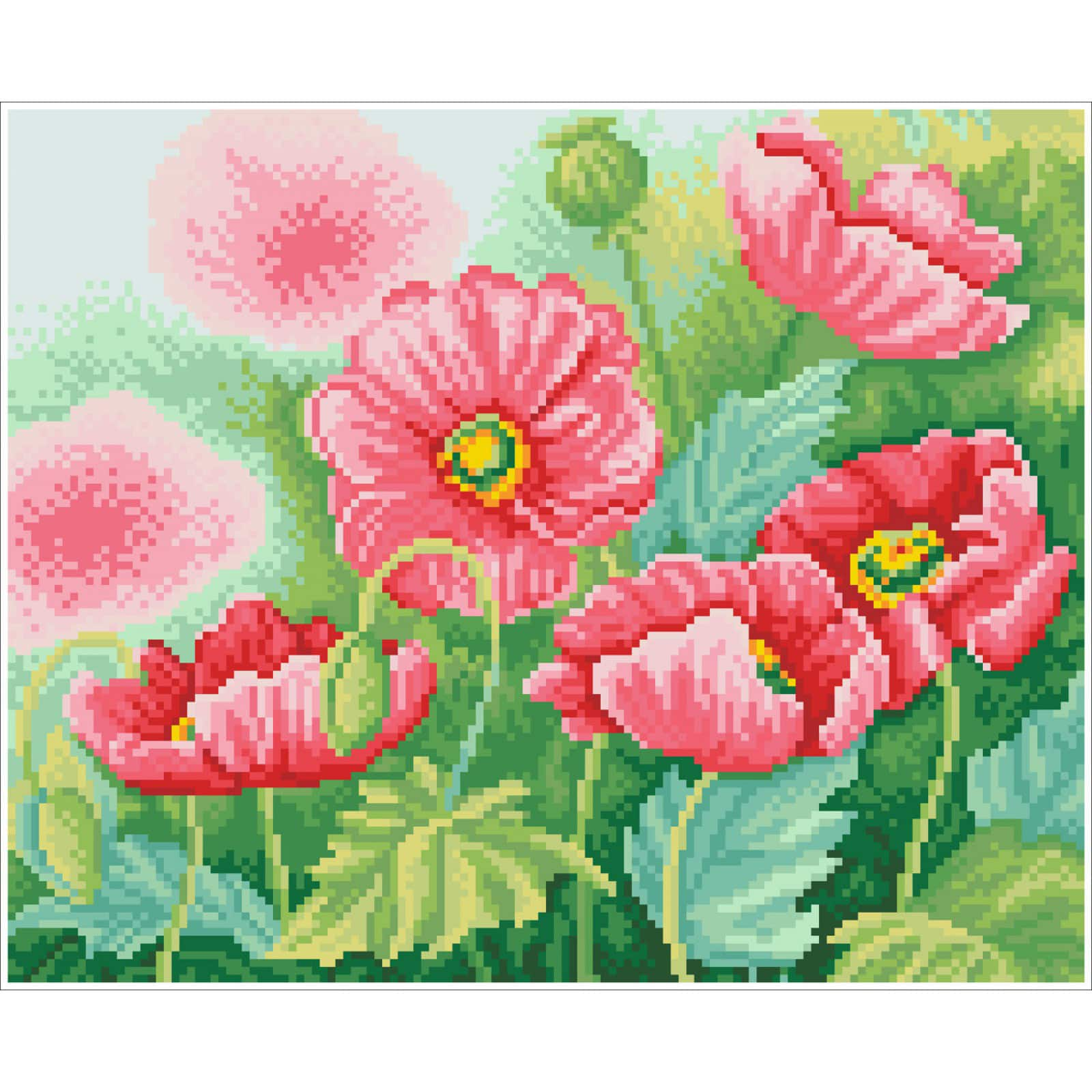 Diamond Dotz&#xAE; Intermediate Watercolor Poppies Pre-Framed Diamond Painting Kit