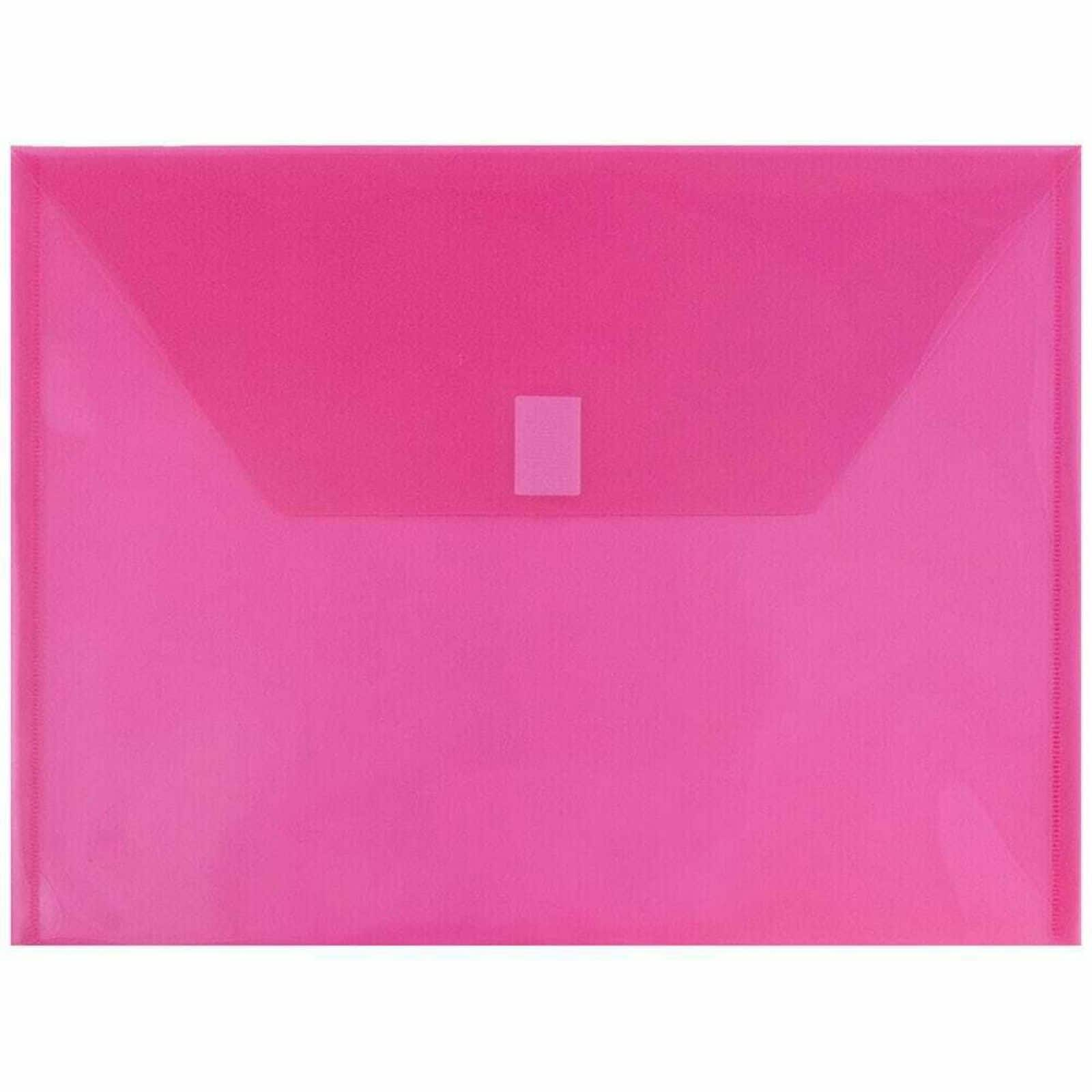 JAM Paper Booklet Plastic Envelopes with Hook & Loop Closure, 24ct.