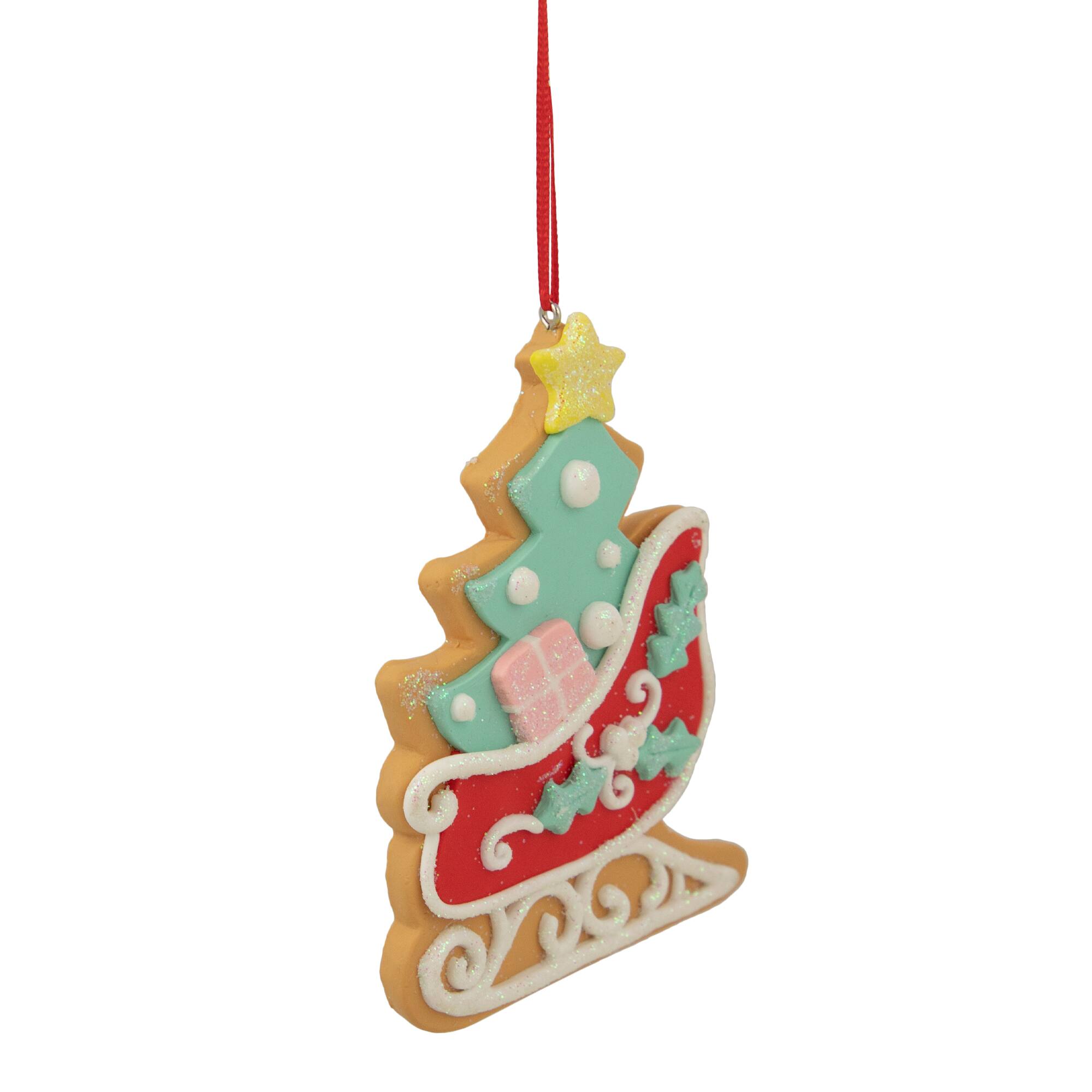 3.5&#x22; Glittered Sleigh Cookie Ornament