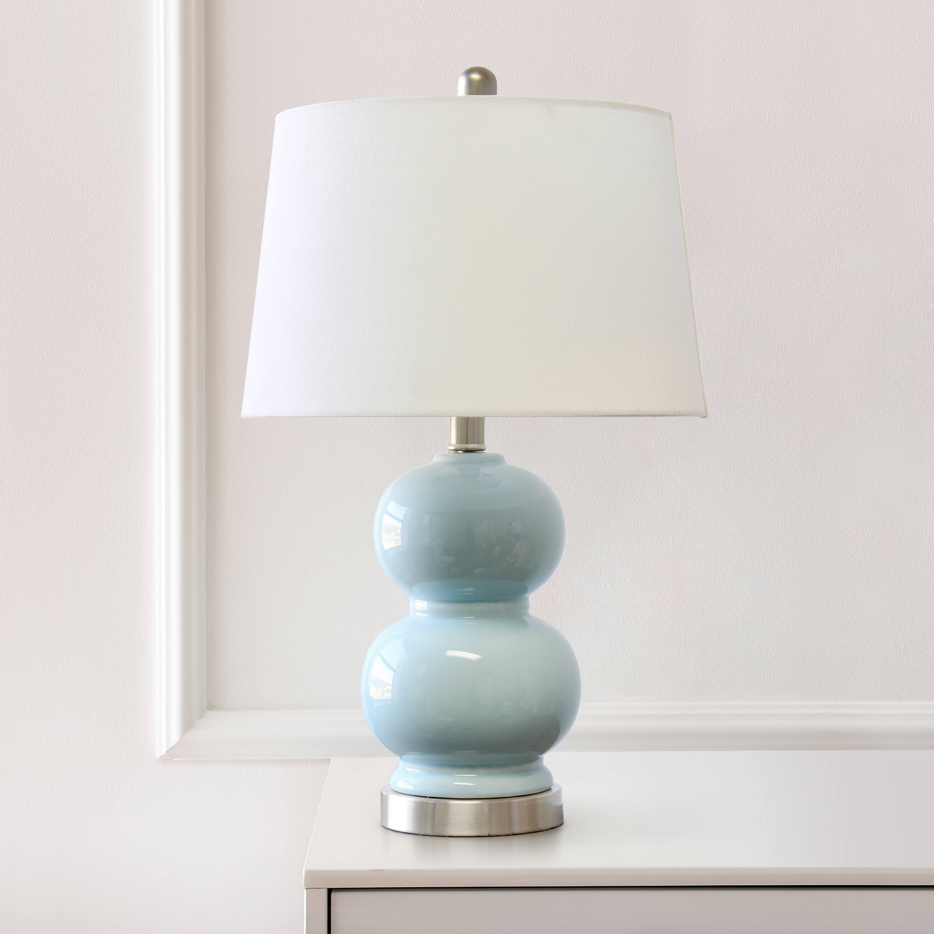 Lalia Home 21&#x22; Light Blue Dual Orb Table Lamp with Fabric Shade