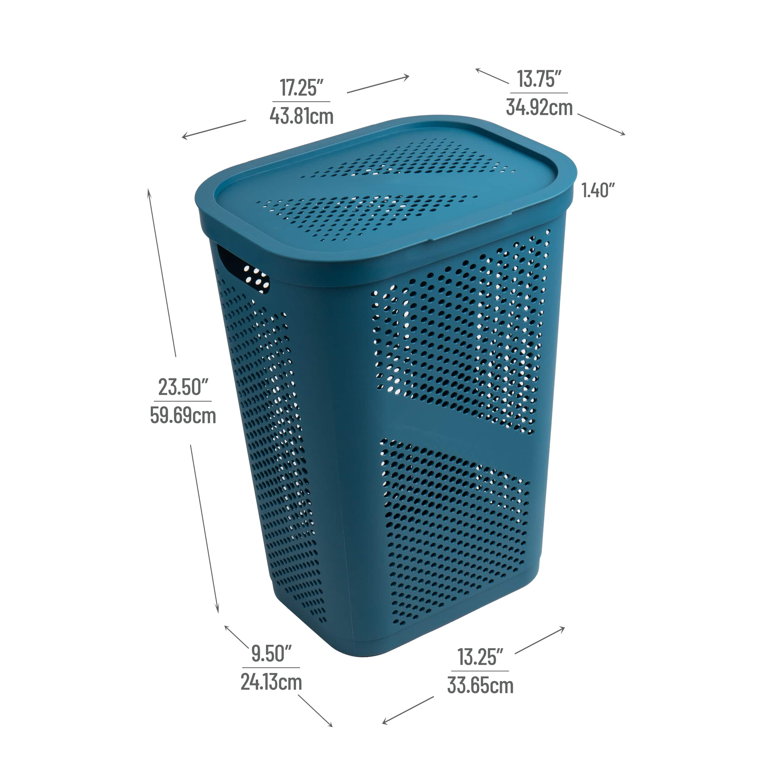 Mind Reader 60L Ventilated Slim Laundry Hamper with Cut Out Handles &#x26; Hinged Lid, 2ct.