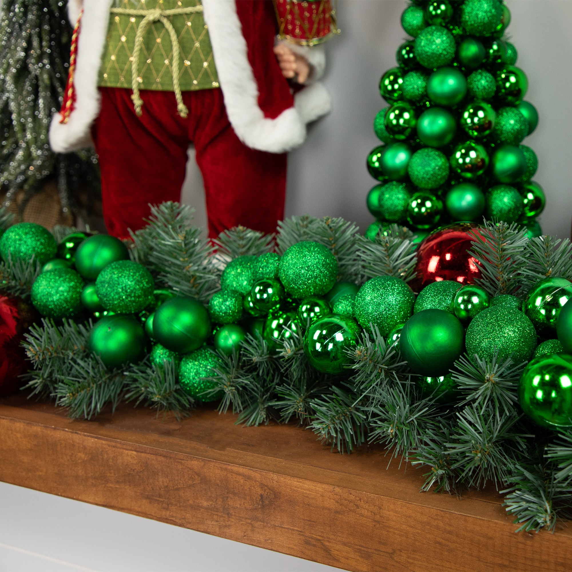 15.75" 3-Finish Shatterproof Ball Christmas Tree with Tinsel