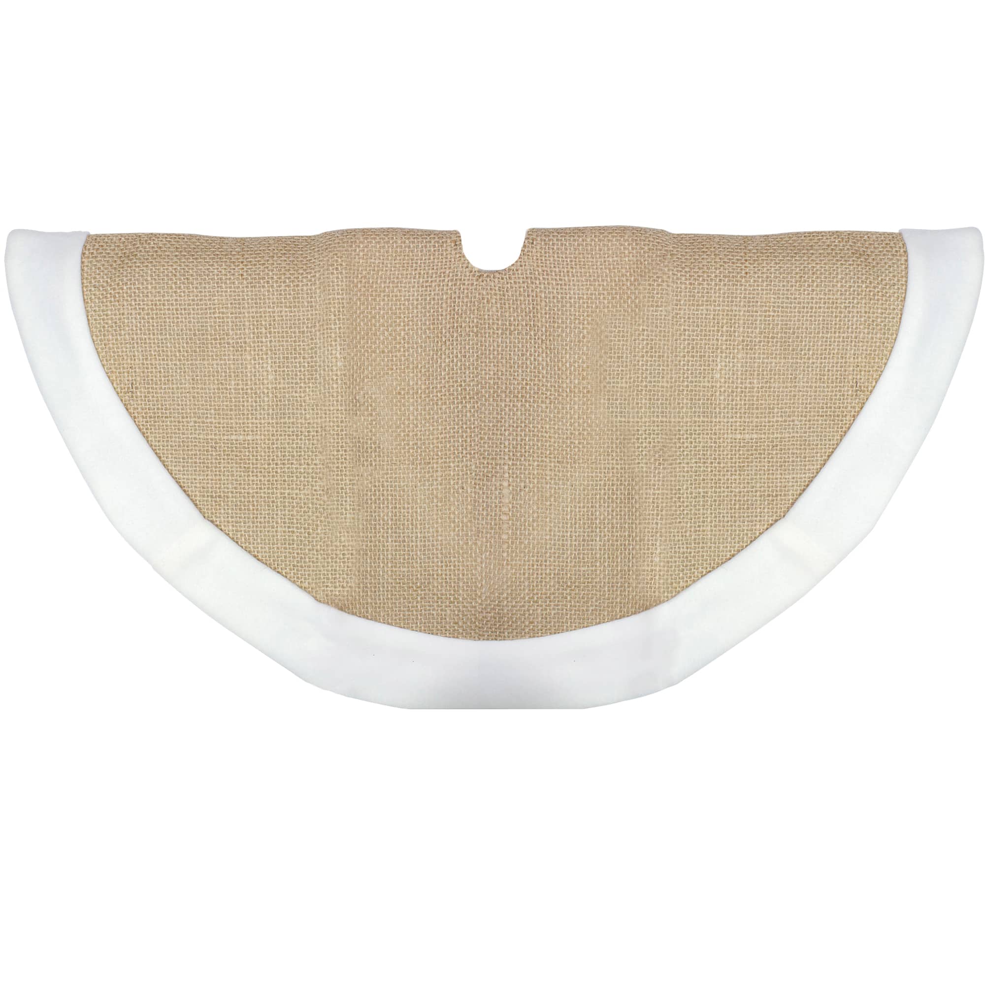 20" Burlap & White Fleece Trim Mini Tree Skirt