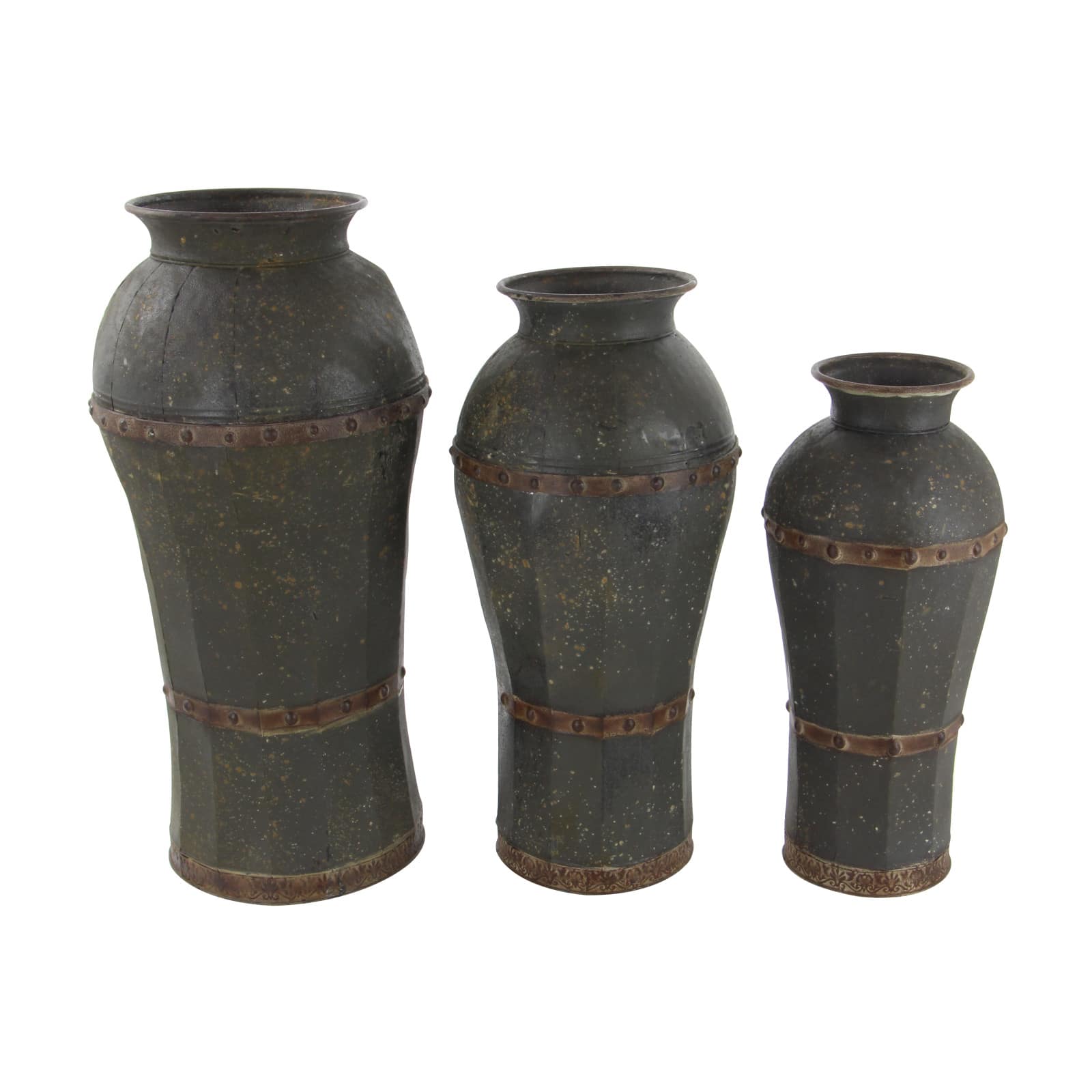 Brown Metal Rustic Vase Set